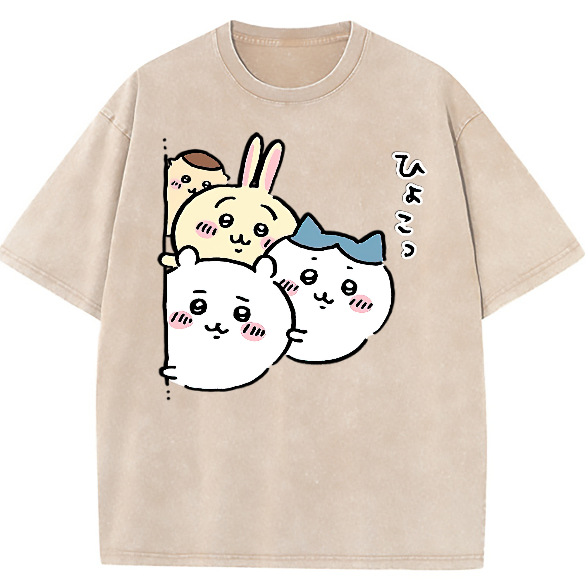 （画像用） ちいかわ ちいかわ Chii-kawa chiikawa 綿100% ヴィンテージ風 半袖Tシャツ（フロントプリント）