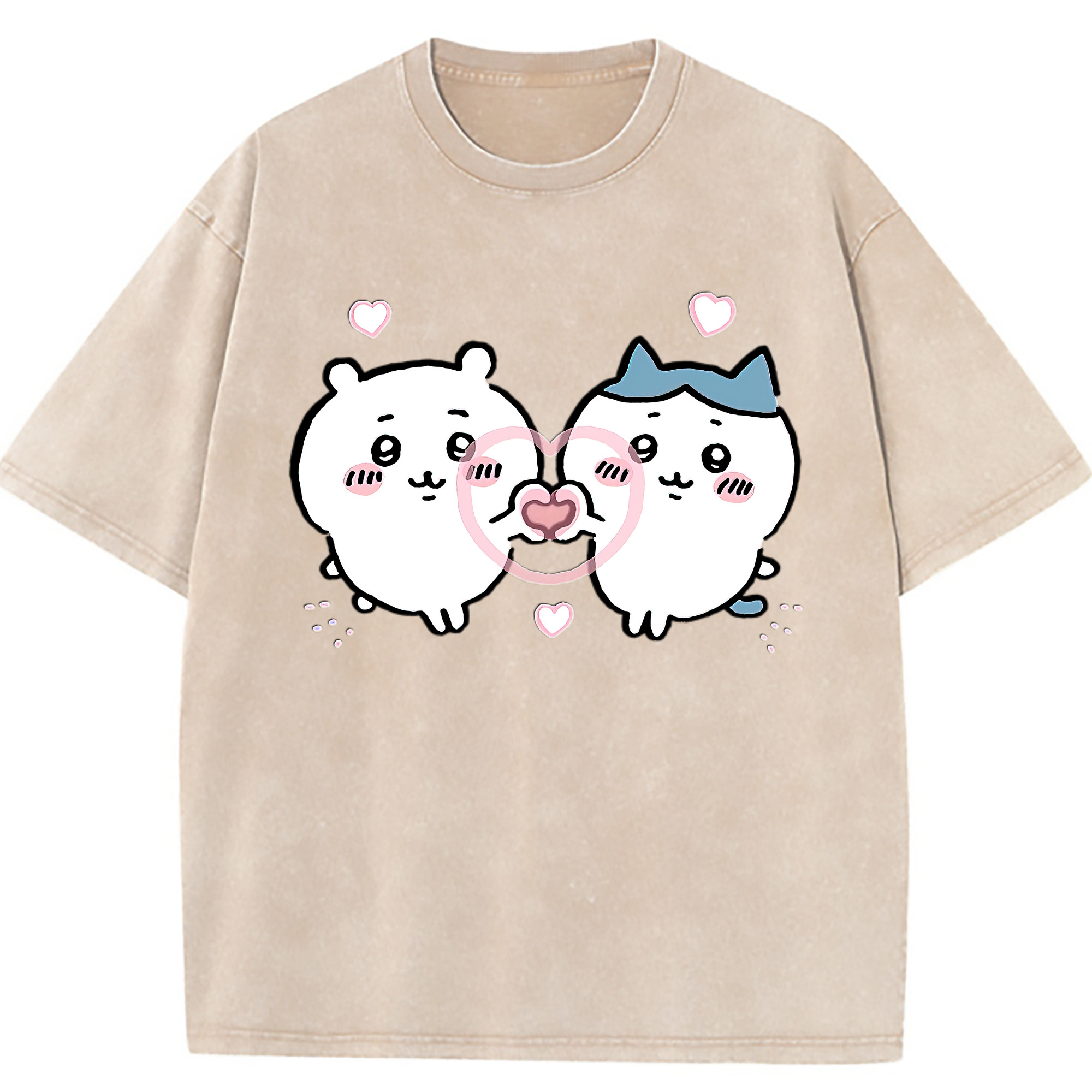 （画像用） ちいかわ ちいかわ Chii-kawa chiikawa 綿100% ヴィンテージ風 半袖Tシャツ（フロントプリント）
