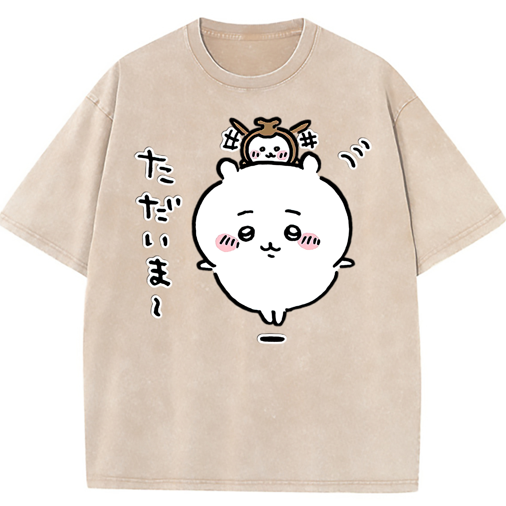 （画像用） ちいかわ ちいかわ Chii-kawa chiikawa 綿100% ヴィンテージ風 半袖Tシャツ（フロントプリント）