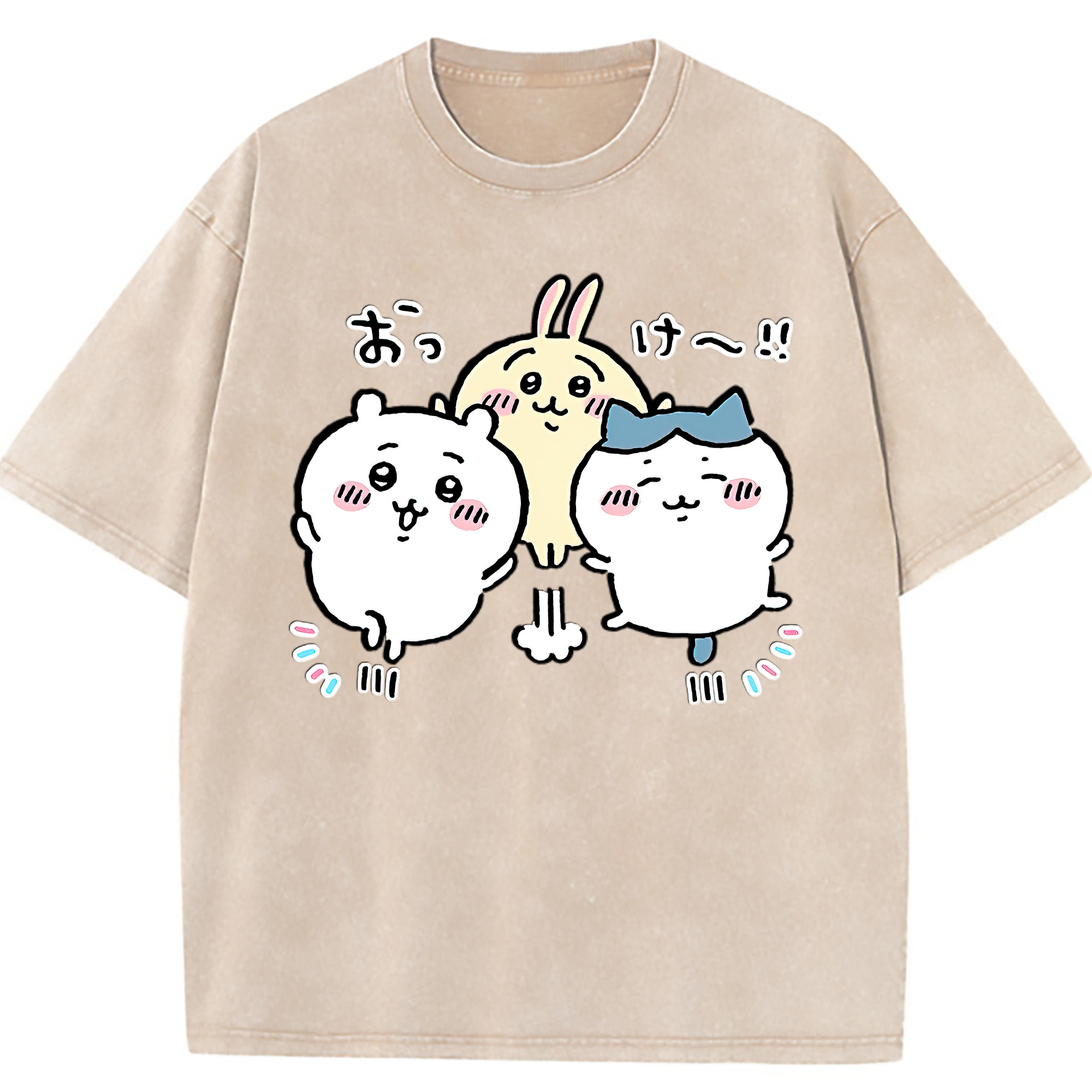（画像用） ちいかわ ちいかわ Chii-kawa chiikawa 綿100% ヴィンテージ風 半袖Tシャツ（フロントプリント）