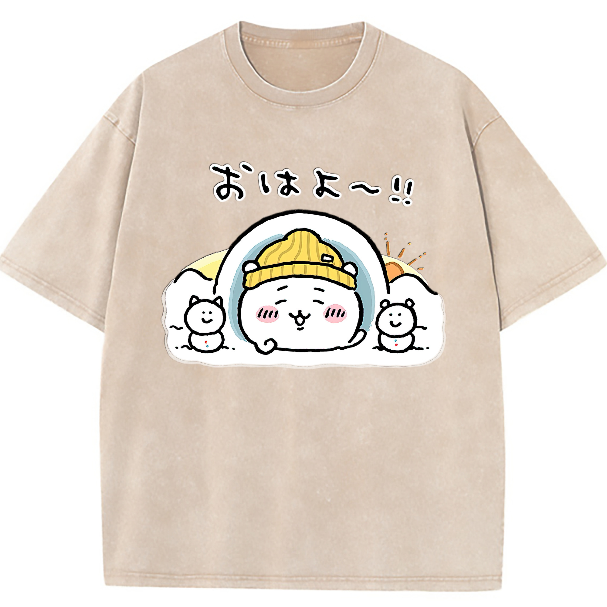（画像用） ちいかわ ちいかわ Chii-kawa chiikawa 綿100% ヴィンテージ風 半袖Tシャツ（フロントプリント）