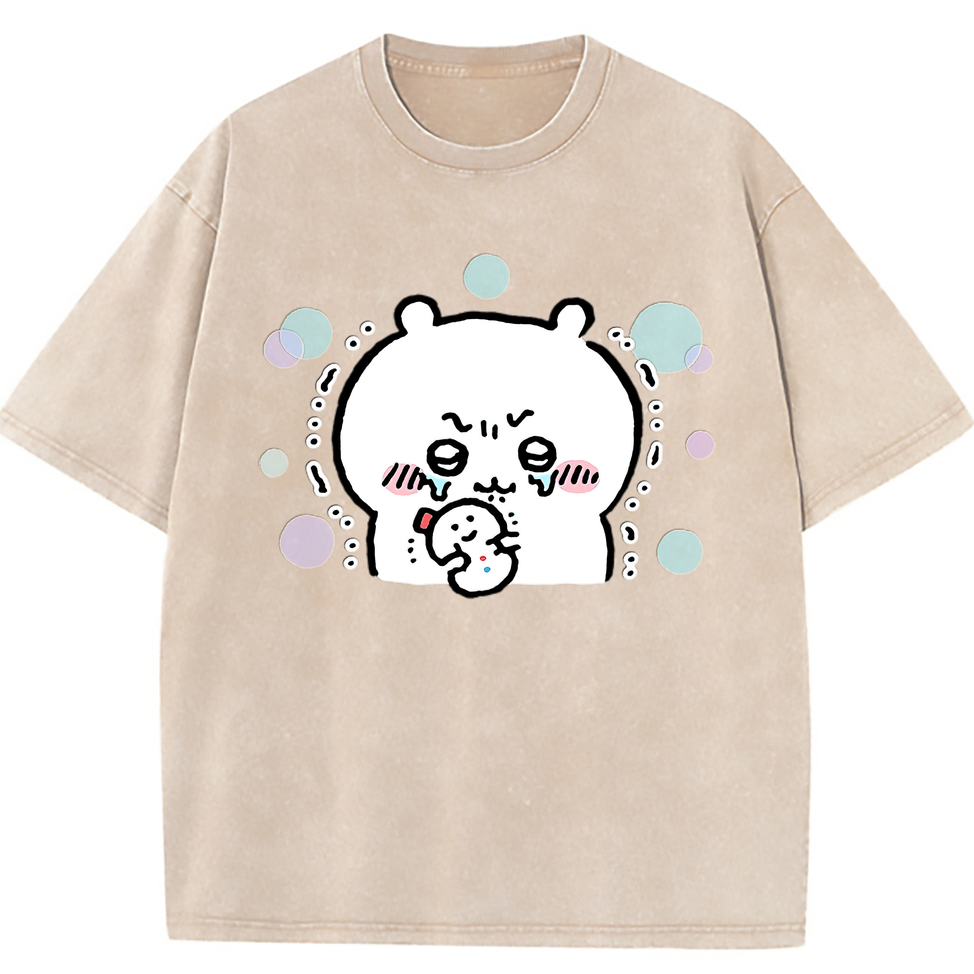 （画像用） ちいかわ ちいかわ Chii-kawa chiikawa 綿100% ヴィンテージ風 半袖Tシャツ（フロントプリント）