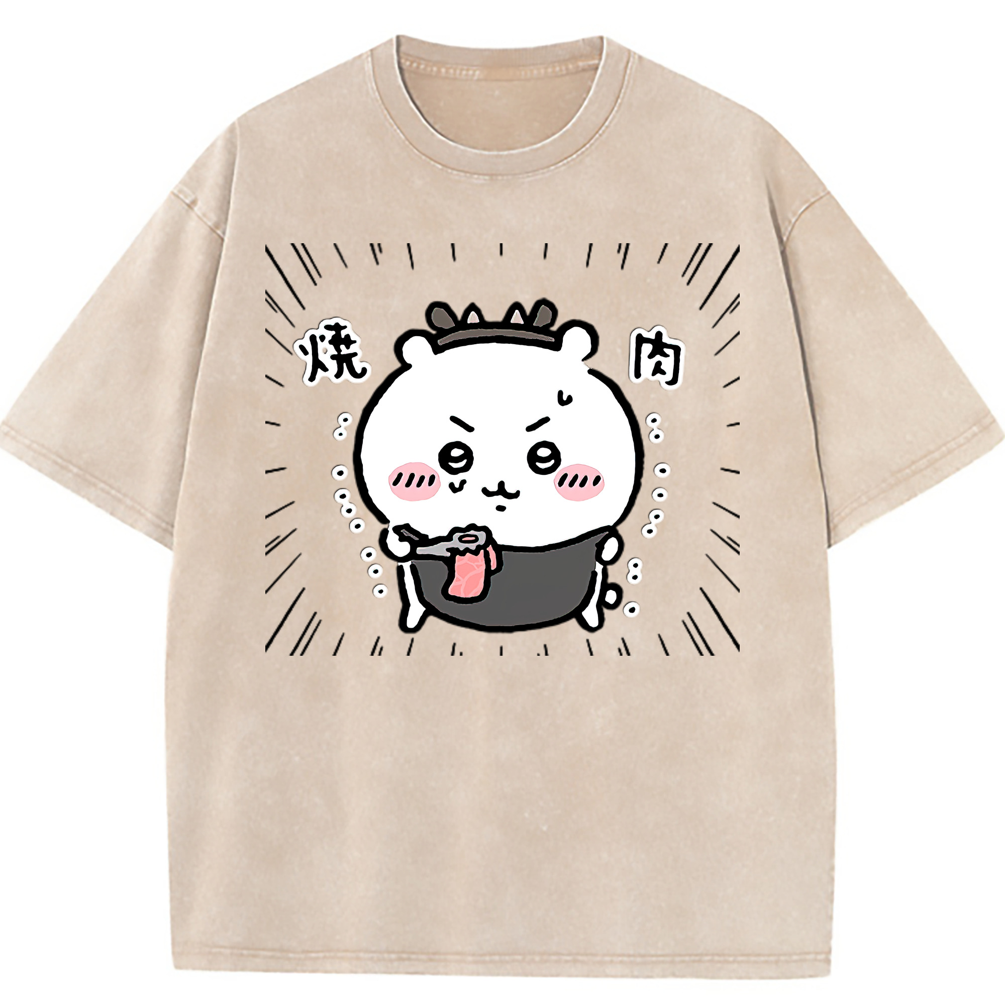 （画像用） ちいかわ ちいかわ Chii-kawa chiikawa 綿100% ヴィンテージ風 半袖Tシャツ（フロントプリント）