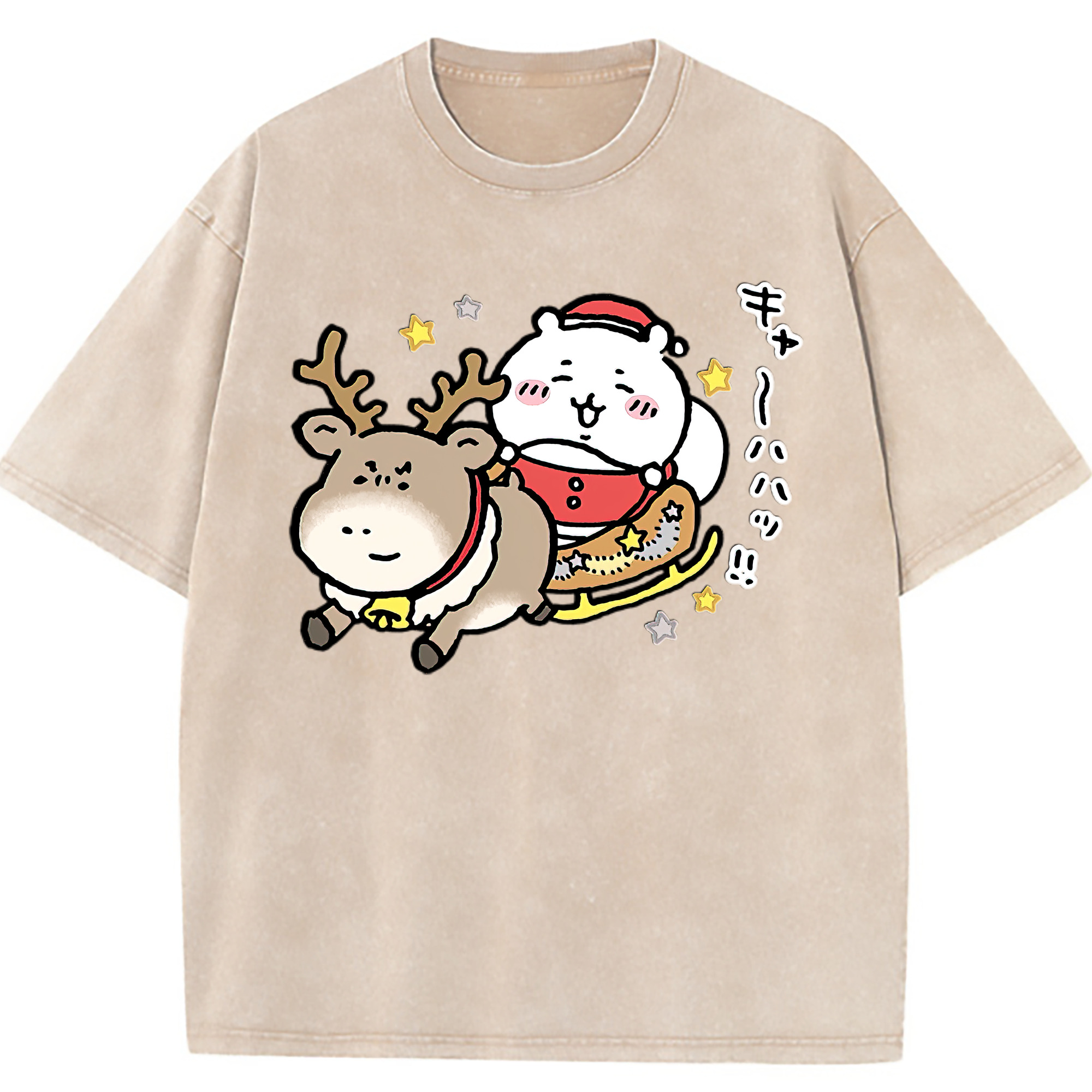 （画像用） ちいかわ ちいかわ Chii-kawa chiikawa 綿100% ヴィンテージ風 半袖Tシャツ（フロントプリント）