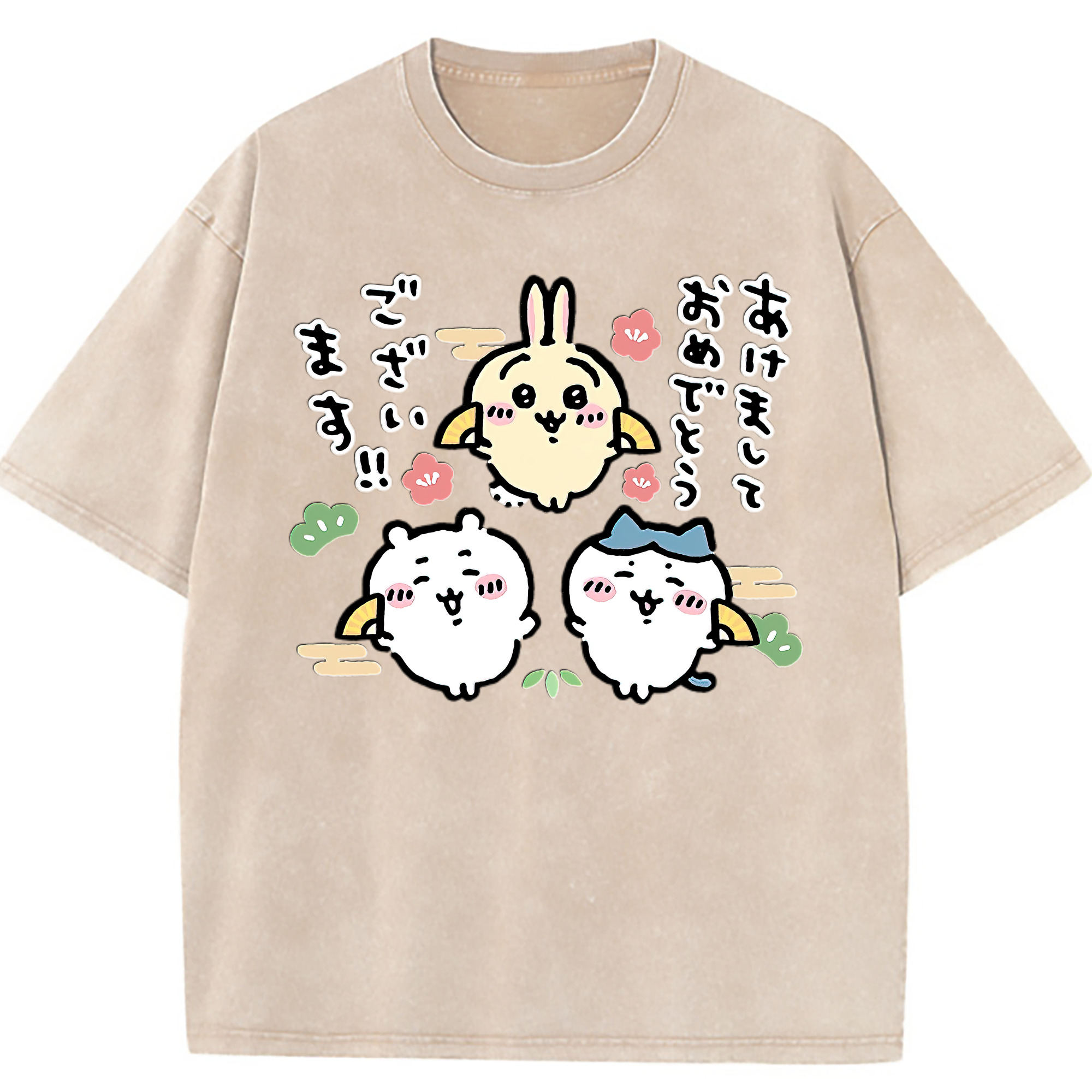 （画像用） ちいかわ ちいかわ Chii-kawa chiikawa 綿100% ヴィンテージ風 半袖Tシャツ（フロントプリント）
