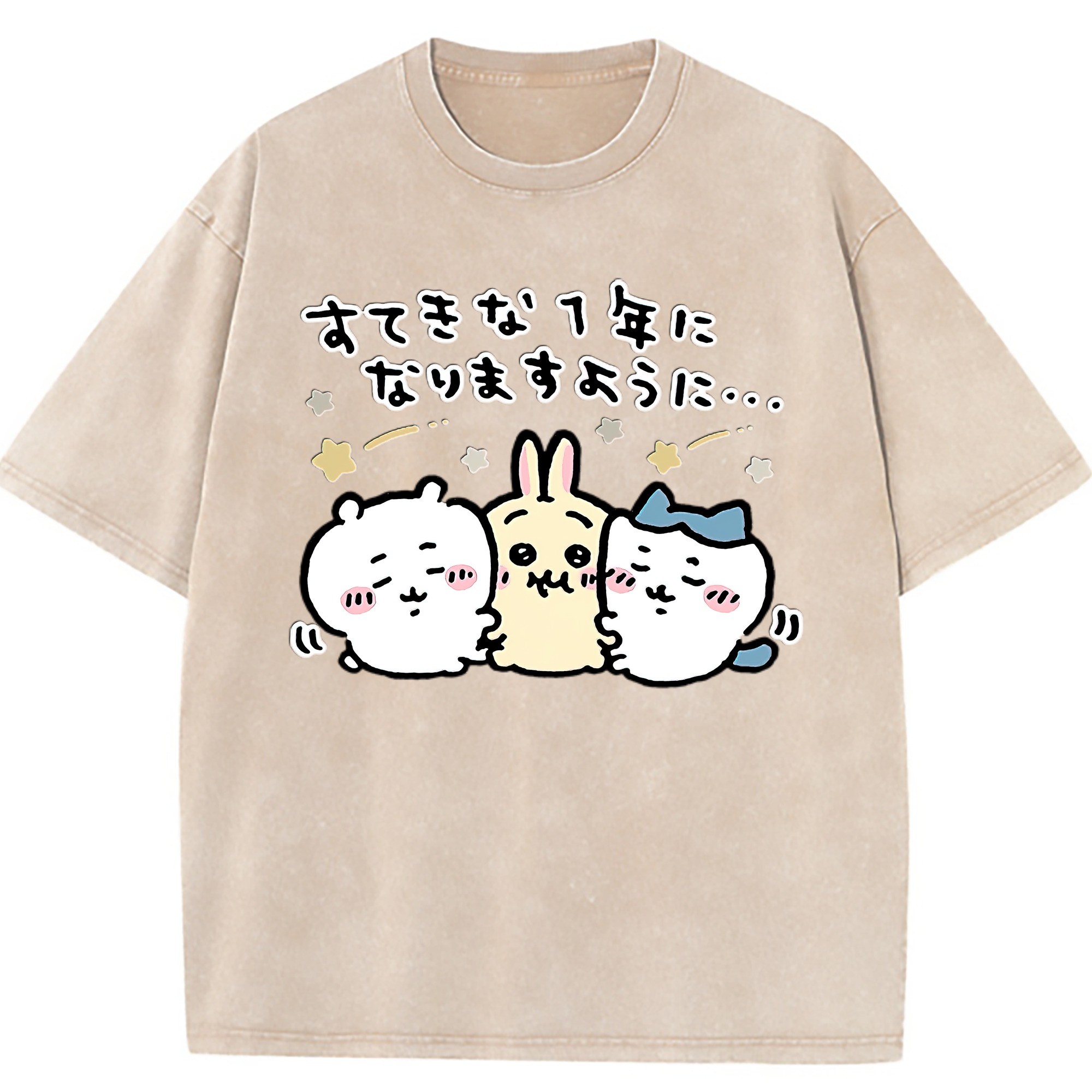 （画像用） ちいかわ ちいかわ Chii-kawa chiikawa 綿100% ヴィンテージ風 半袖Tシャツ（フロントプリント）