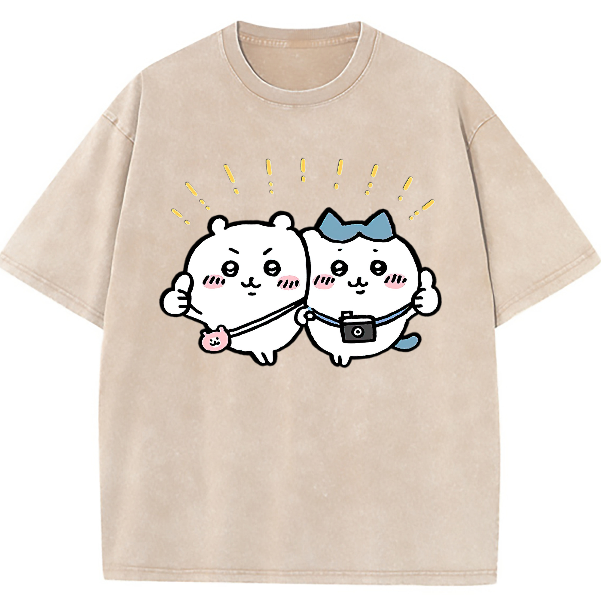 （画像用） ちいかわ ちいかわ Chii-kawa chiikawa 綿100% ヴィンテージ風 半袖Tシャツ（フロントプリント）