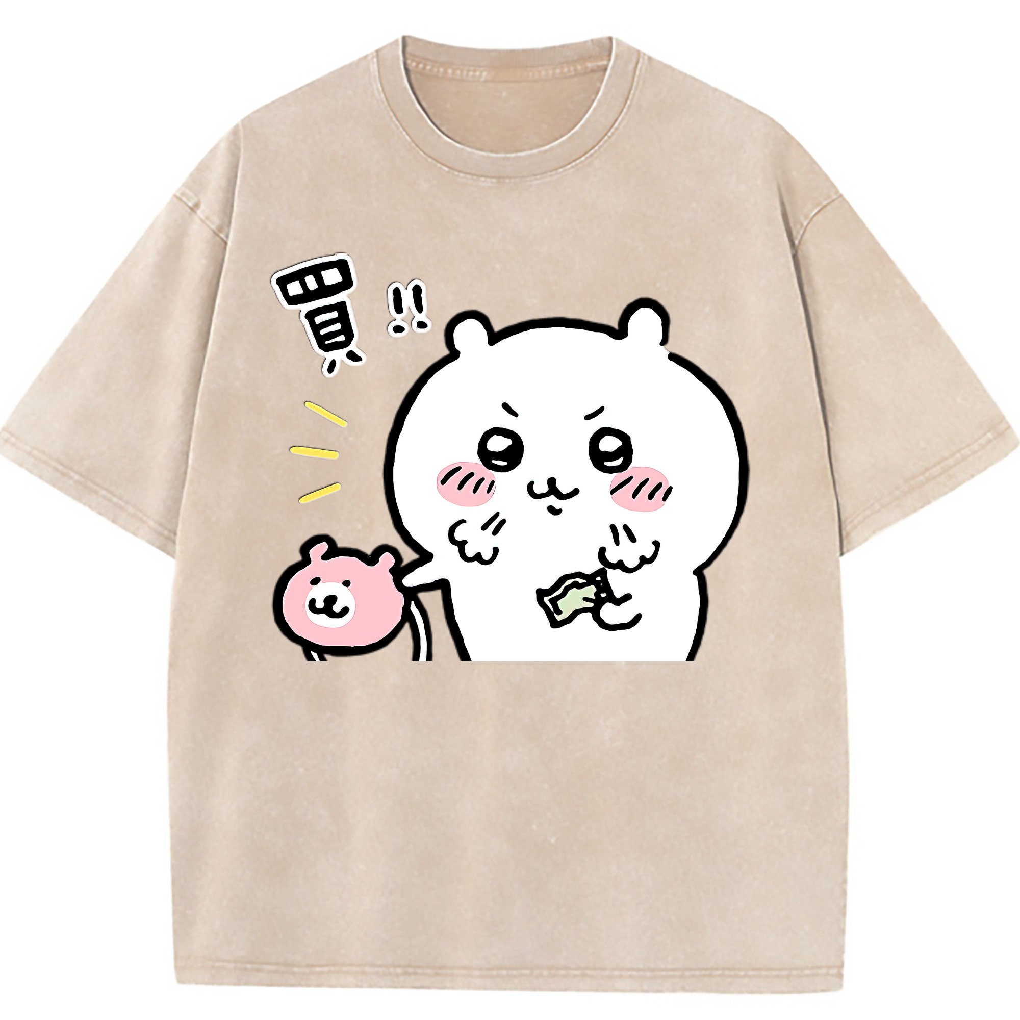 （画像用） ちいかわ ちいかわ Chii-kawa chiikawa 綿100% ヴィンテージ風 半袖Tシャツ（フロントプリント）