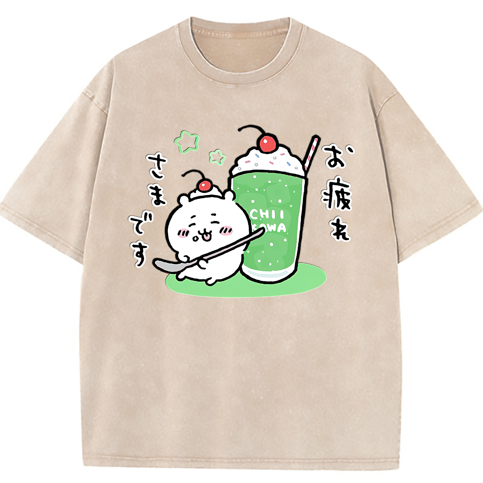 （画像用） ちいかわ ちいかわ Chii-kawa chiikawa 綿100% ヴィンテージ風 半袖Tシャツ（フロントプリント）