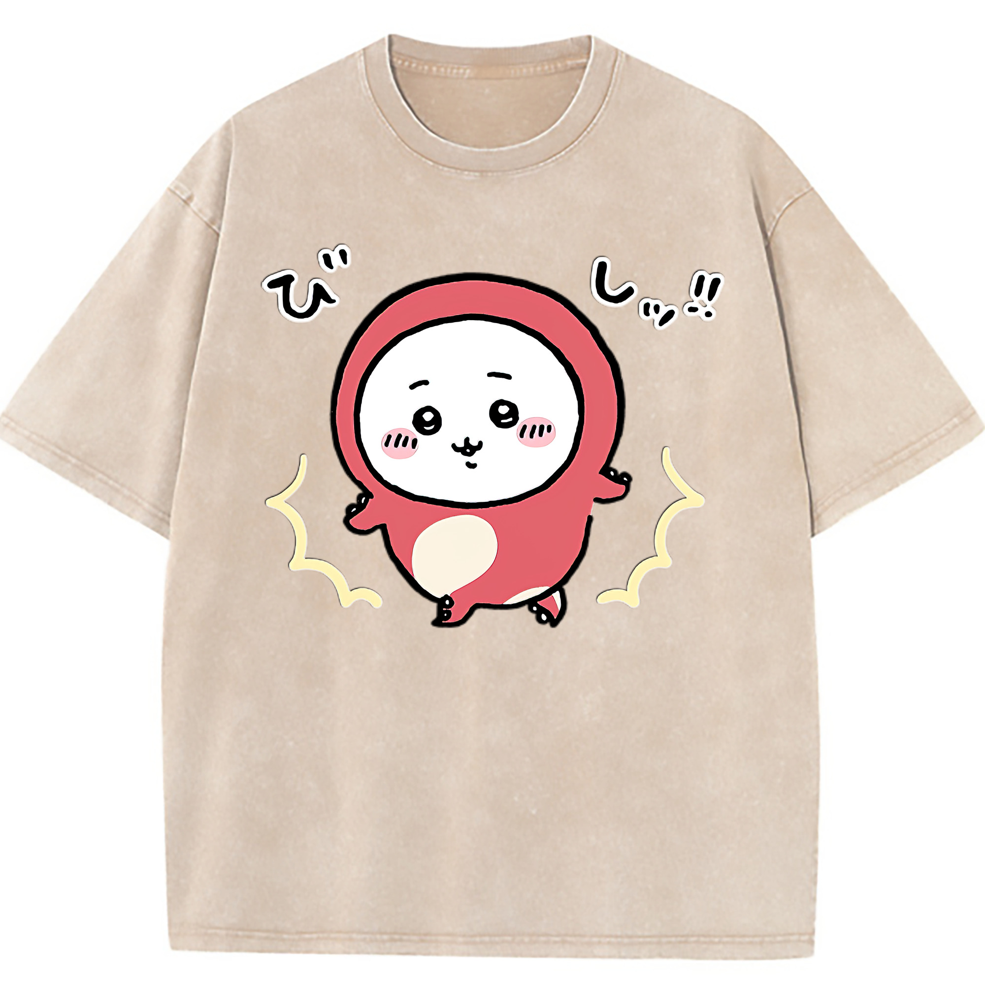 （画像用） ちいかわ ちいかわ Chii-kawa chiikawa 綿100% ヴィンテージ風 半袖Tシャツ（フロントプリント）