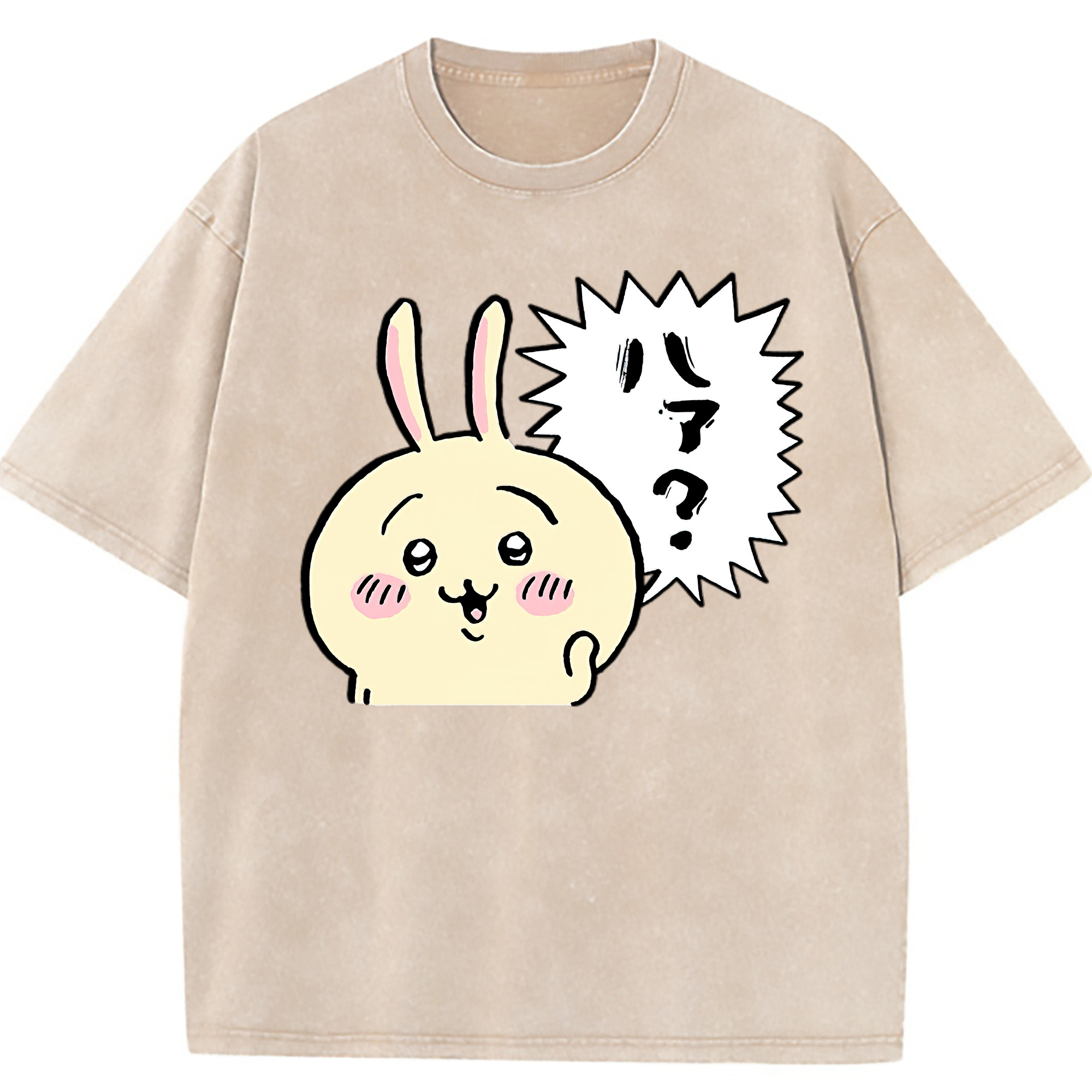 （画像用） ちいかわ うさぎ Chii-kawa usagi 綿100% ヴィンテージ風 半袖Tシャツ（フロントプリント）