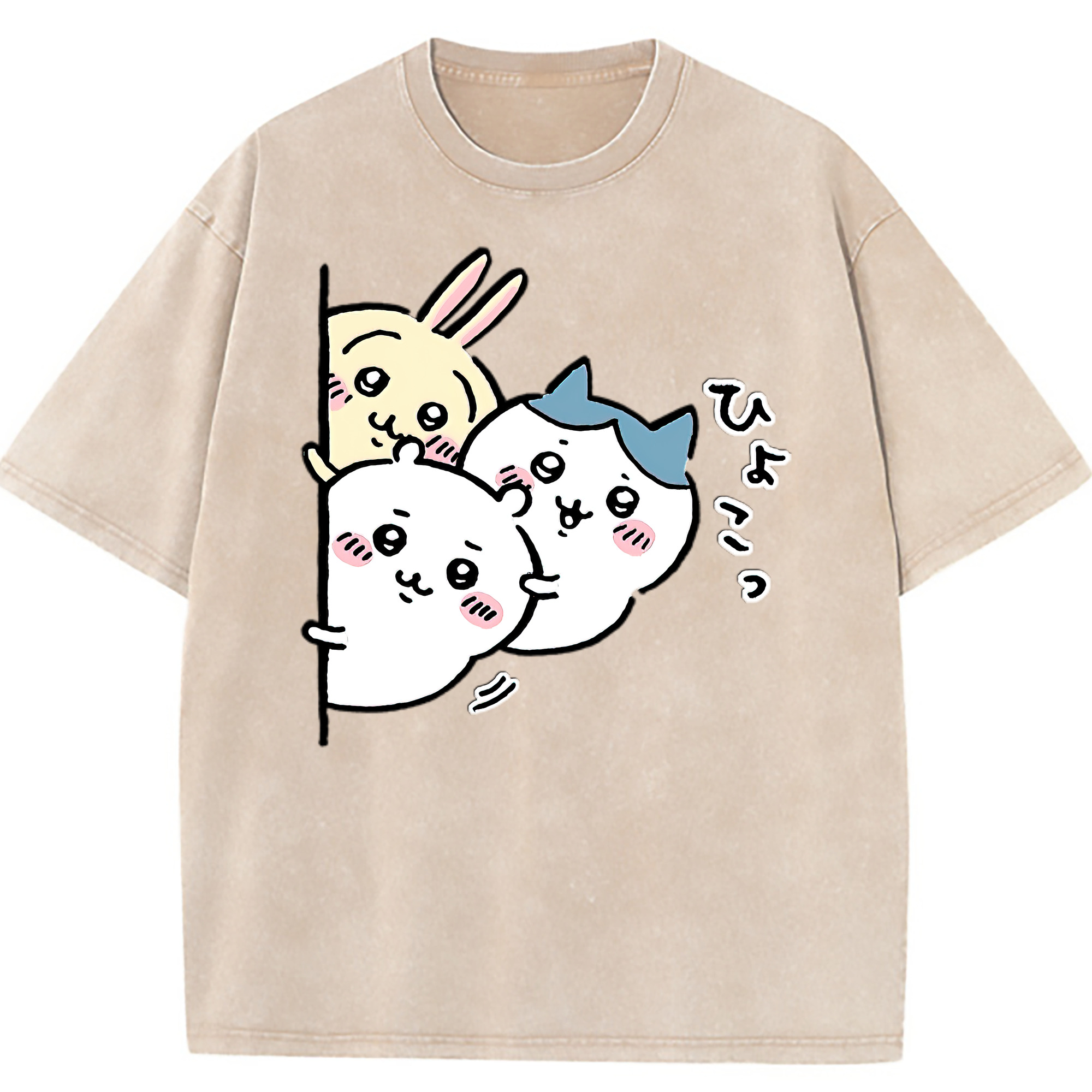 （画像用） ちいかわ うさぎ Chii-kawa usagi 綿100% ヴィンテージ風 半袖Tシャツ（フロントプリント）