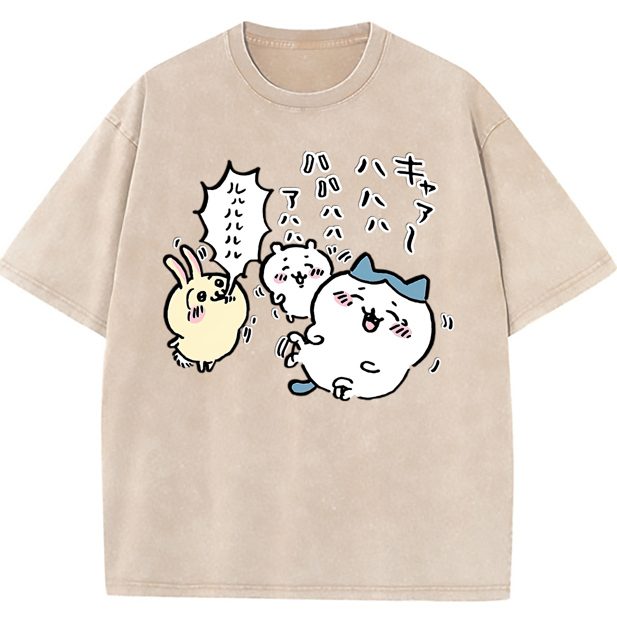（画像用） ちいかわ うさぎ Chii-kawa usagi 綿100% ヴィンテージ風 半袖Tシャツ（フロントプリント）