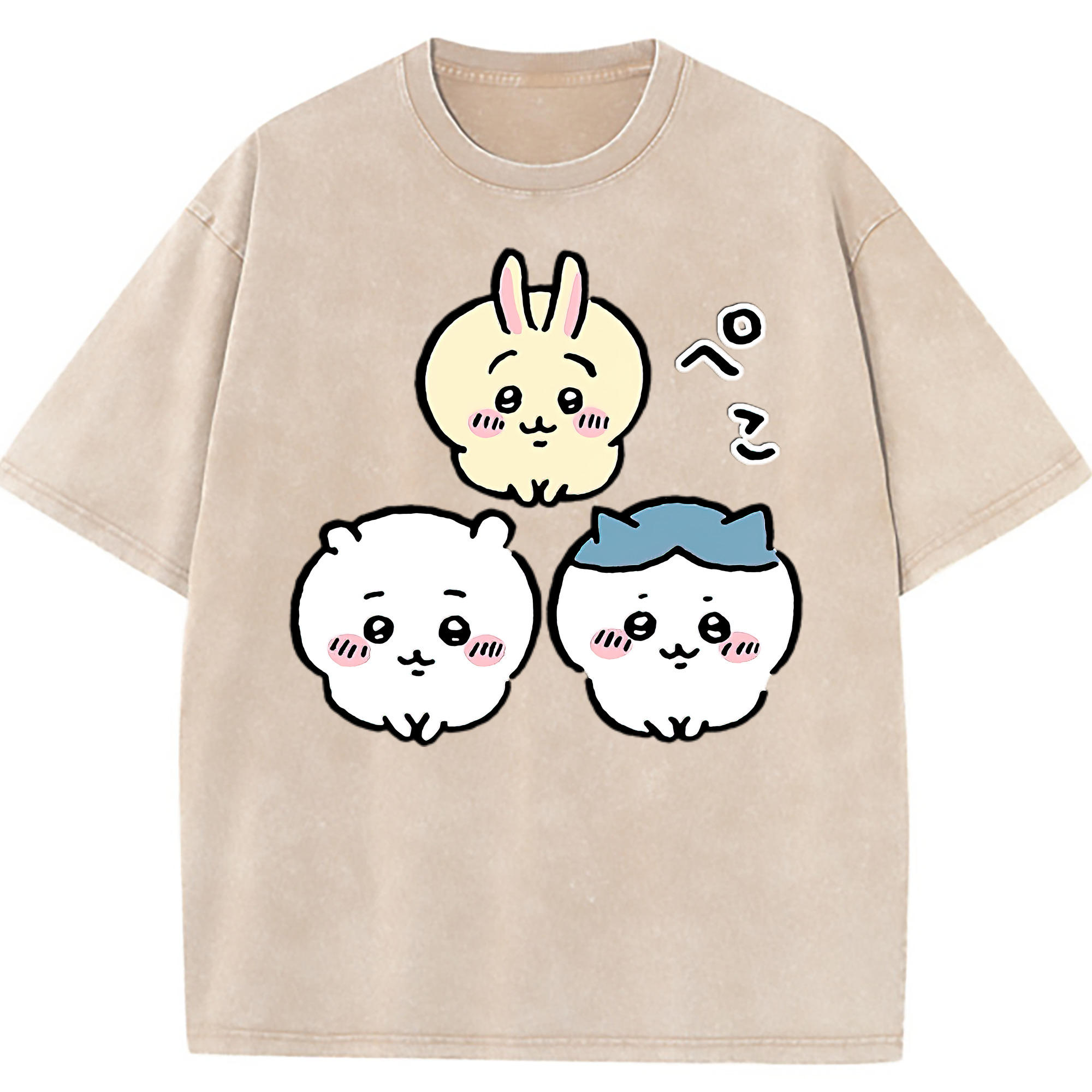 （画像用） ちいかわ うさぎ Chii-kawa usagi 綿100% ヴィンテージ風 半袖Tシャツ（フロントプリント）