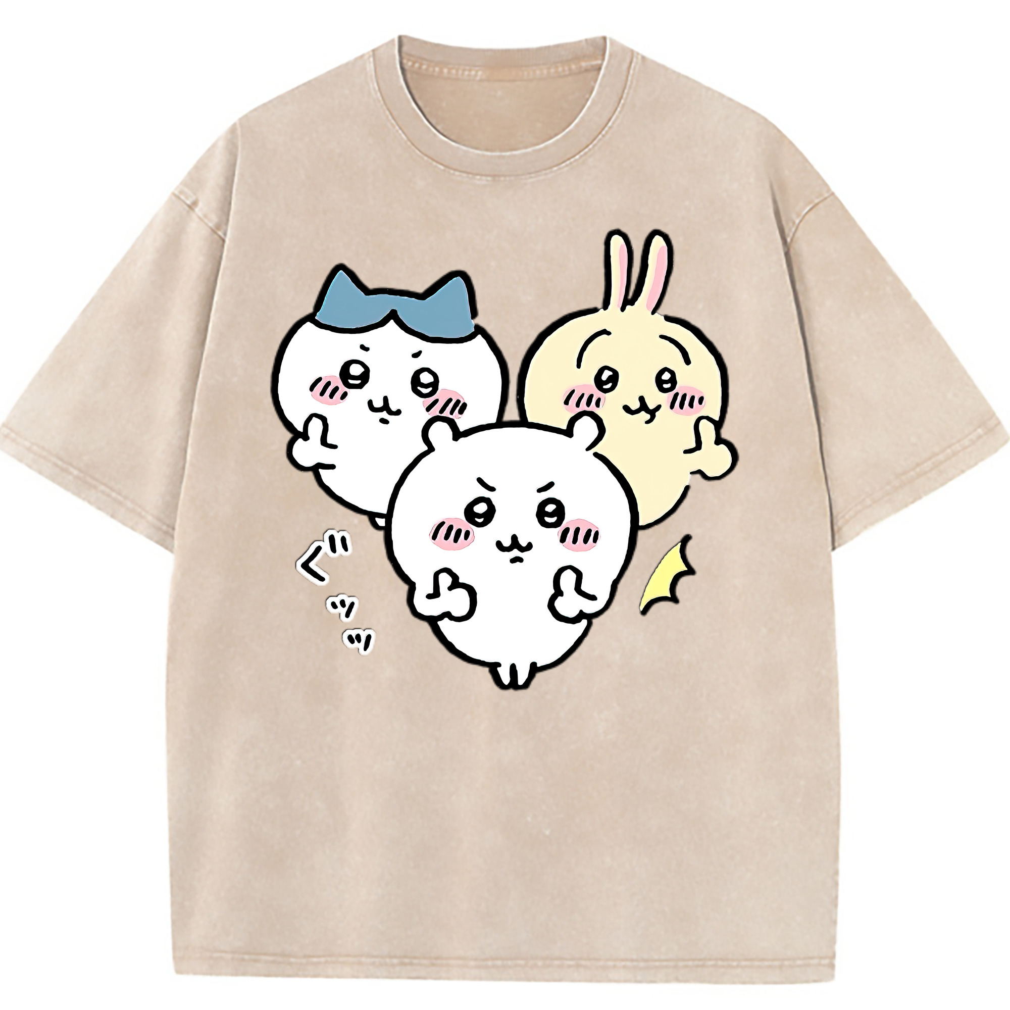 （画像用） ちいかわ うさぎ Chii-kawa usagi 綿100% ヴィンテージ風 半袖Tシャツ（フロントプリント）