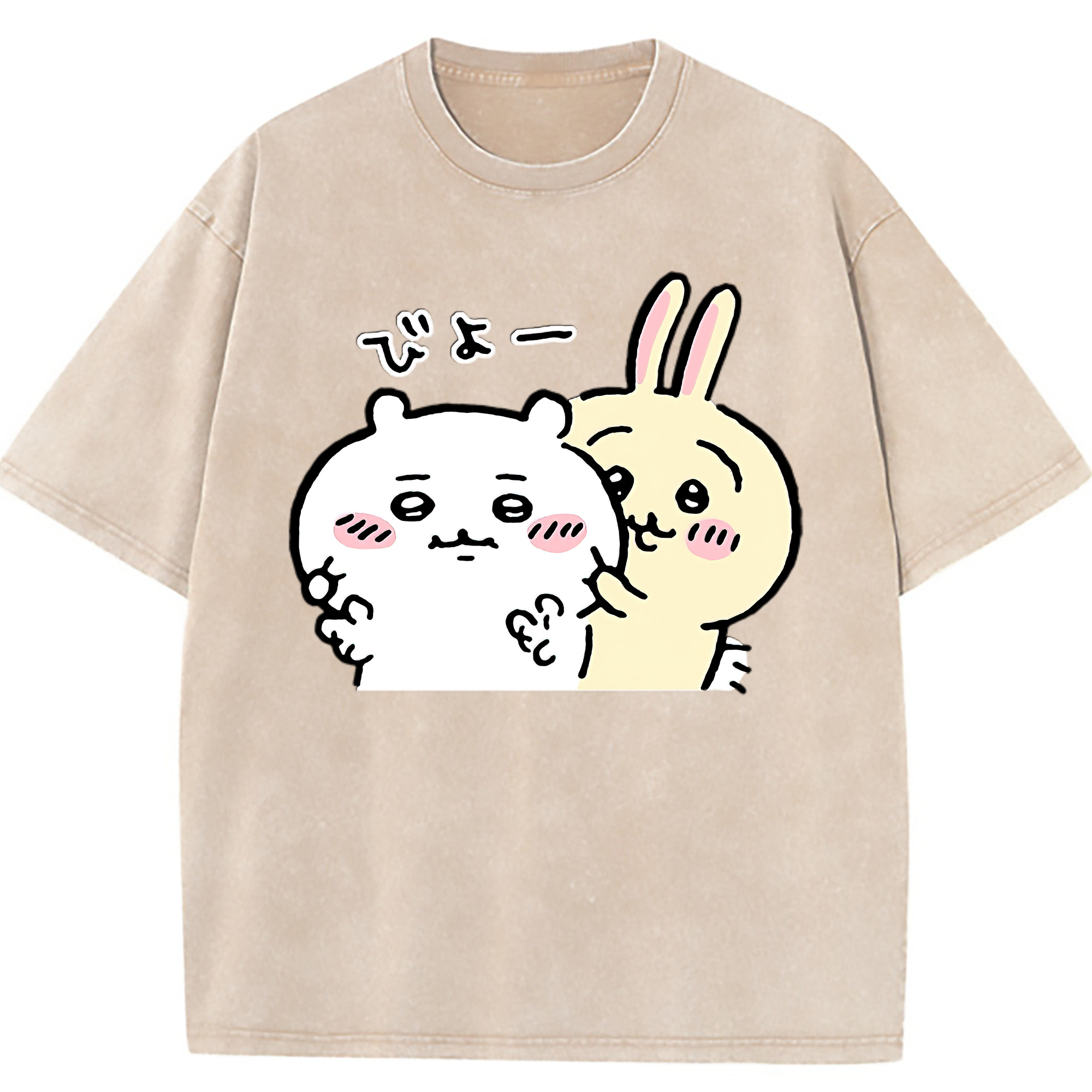 （画像用） ちいかわ うさぎ Chii-kawa usagi 綿100% ヴィンテージ風 半袖Tシャツ（フロントプリント）