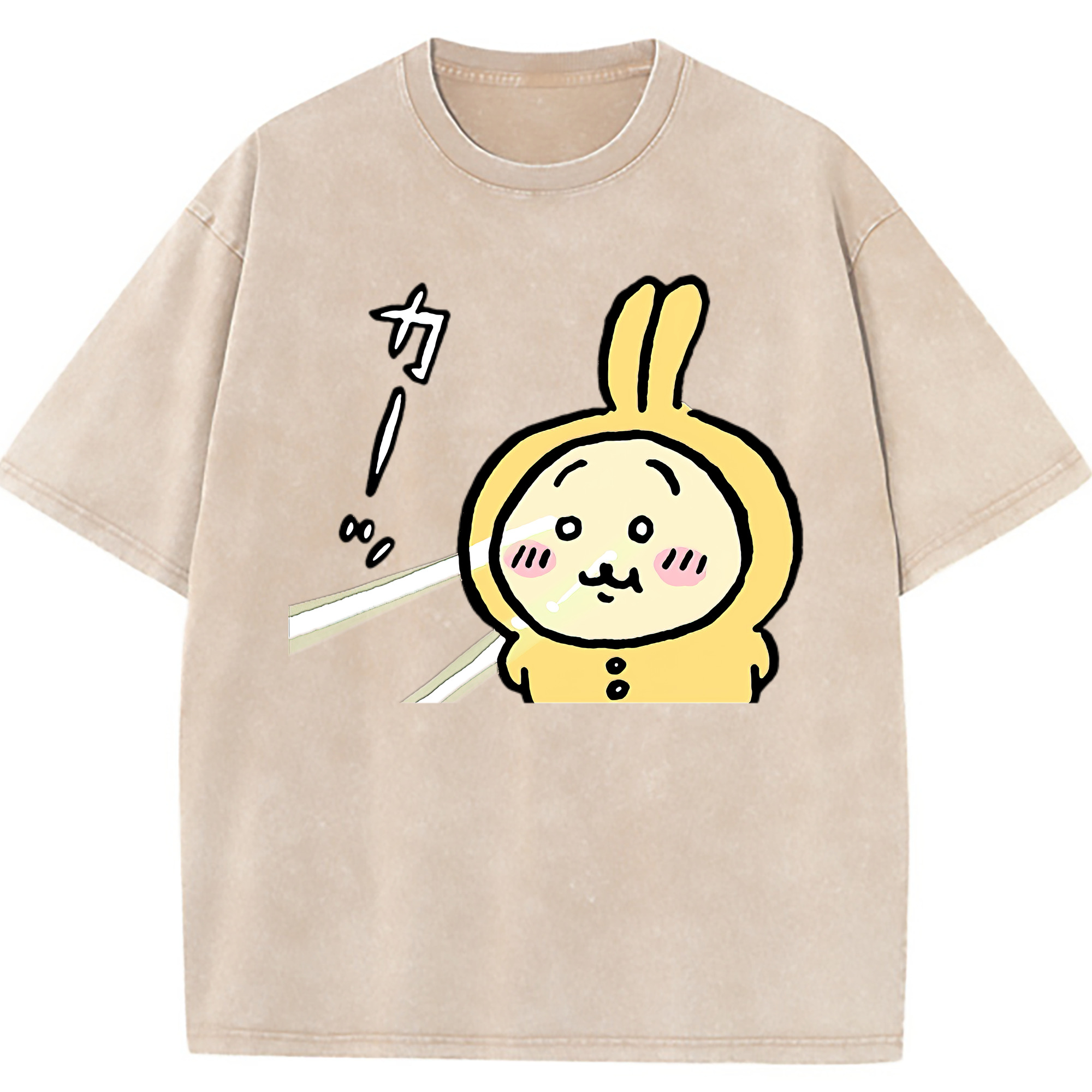 （画像用） ちいかわ うさぎ Chii-kawa usagi 綿100% ヴィンテージ風 半袖Tシャツ（フロントプリント）