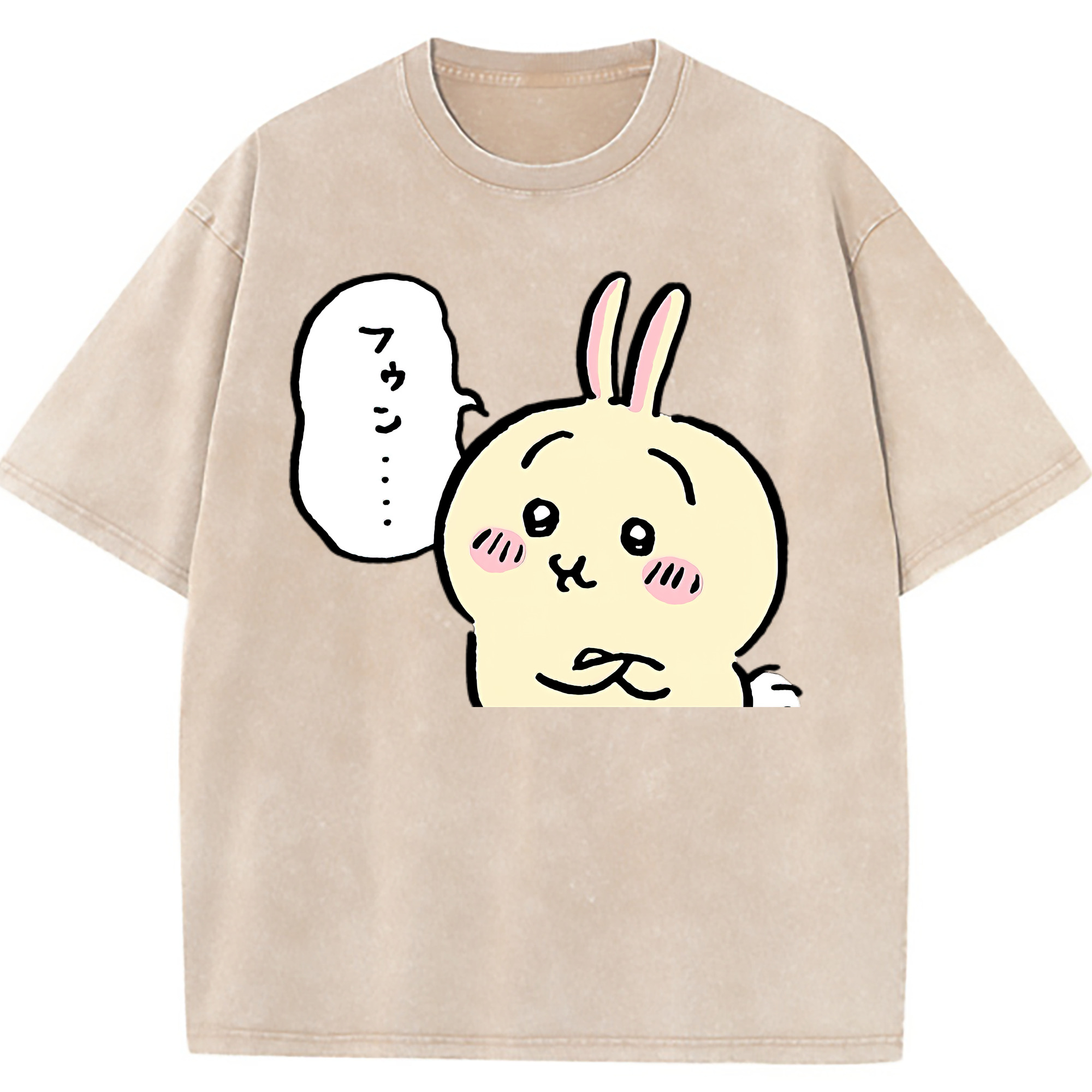 （画像用） ちいかわ うさぎ Chii-kawa usagi 綿100% ヴィンテージ風 半袖Tシャツ（フロントプリント）