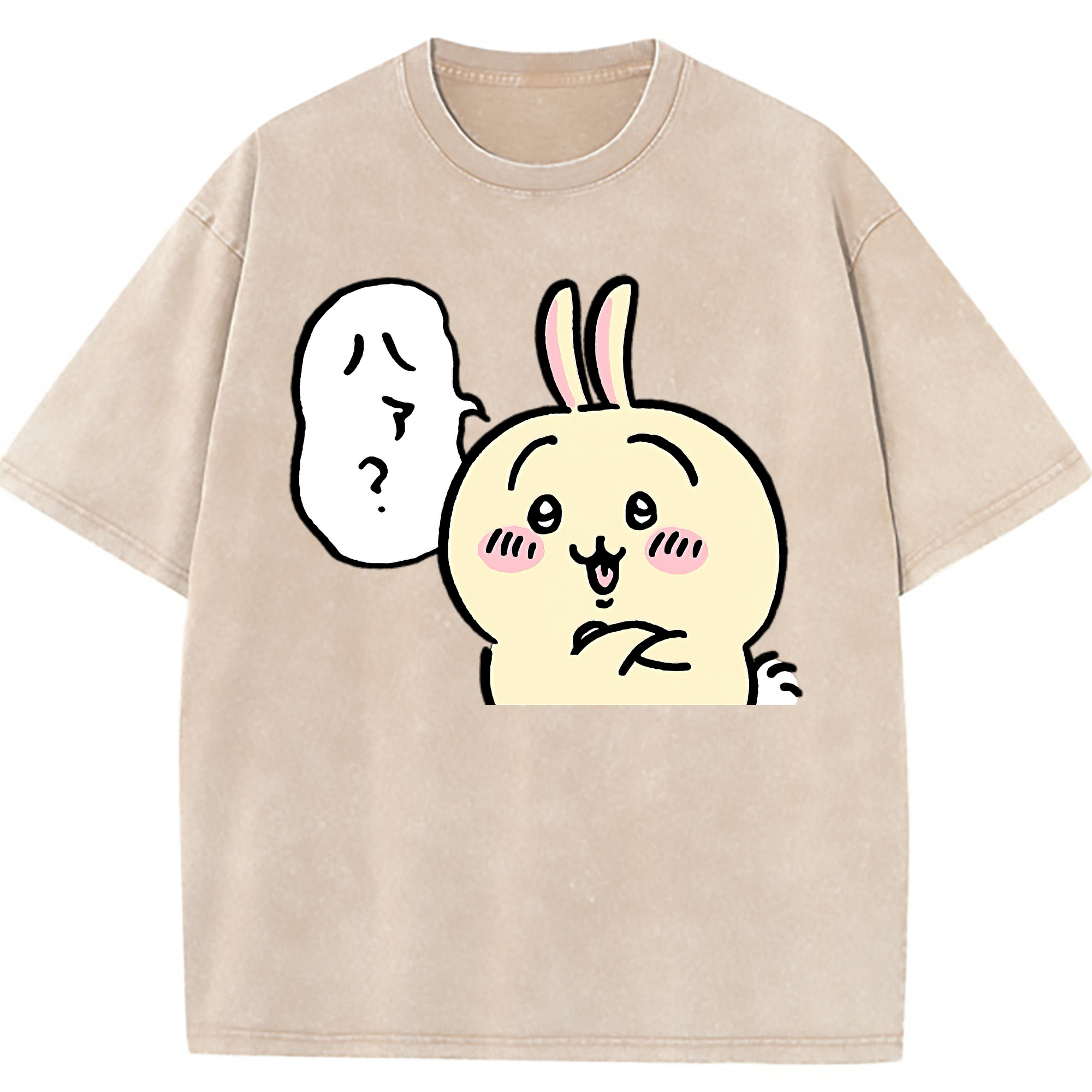 （画像用） ちいかわ うさぎ Chii-kawa usagi 綿100% ヴィンテージ風 半袖Tシャツ（フロントプリント）