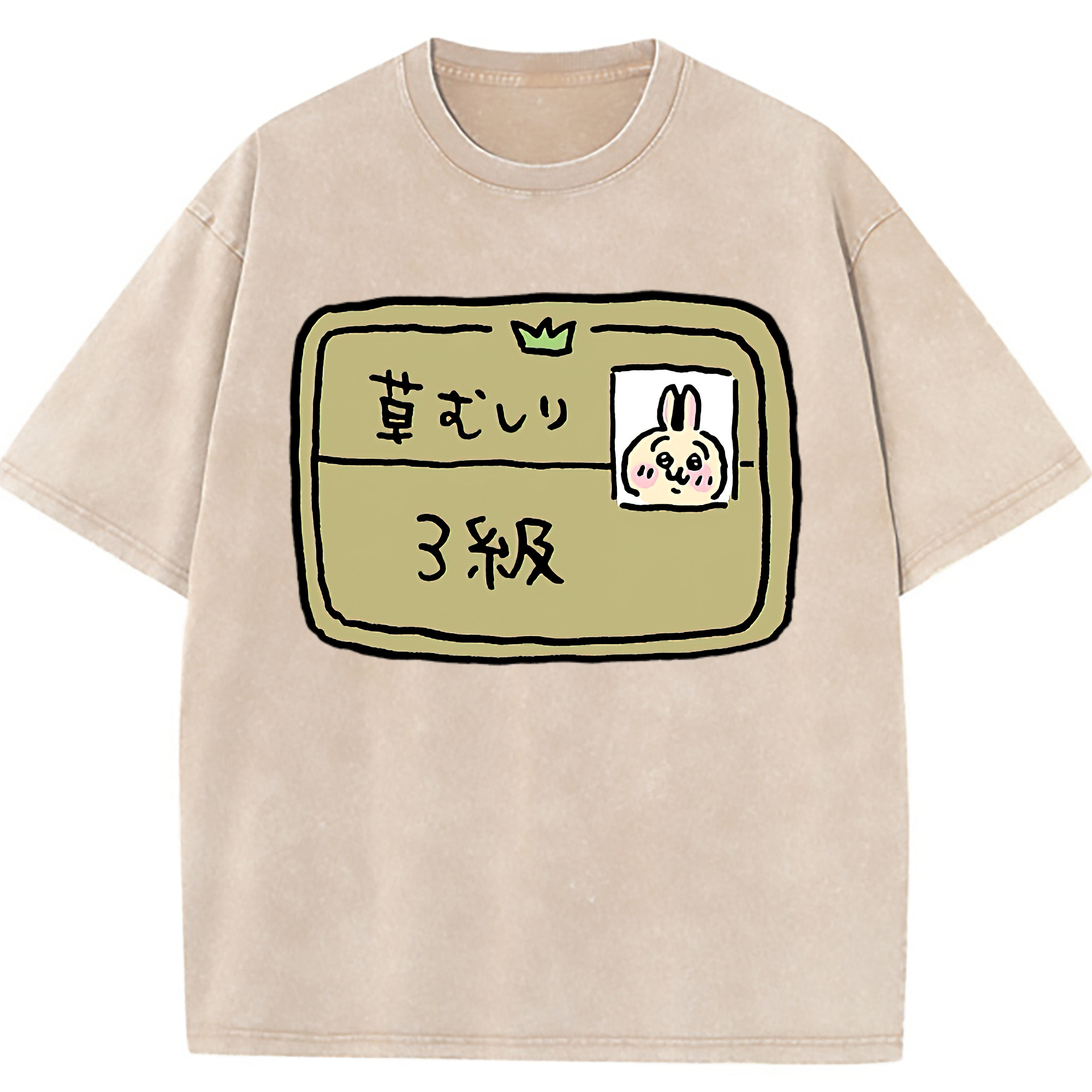 （画像用） ちいかわ うさぎ Chii-kawa usagi 綿100% ヴィンテージ風 半袖Tシャツ（フロントプリント）