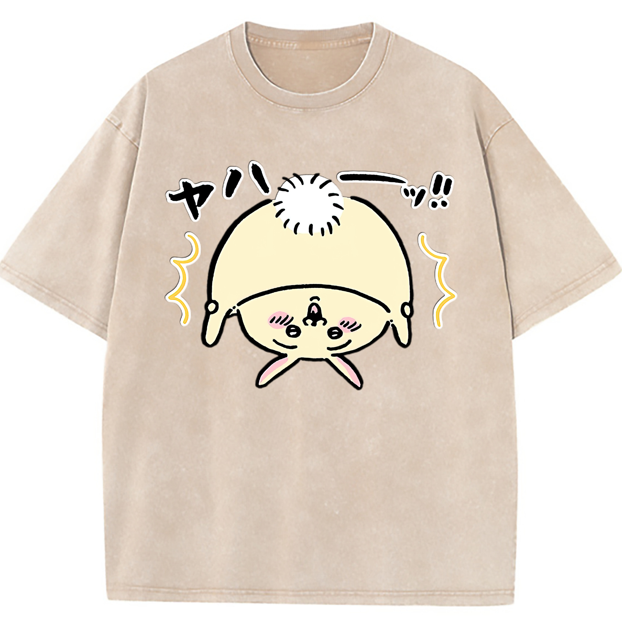 （画像用） ちいかわ うさぎ Chii-kawa usagi 綿100% ヴィンテージ風 半袖Tシャツ（フロントプリント）