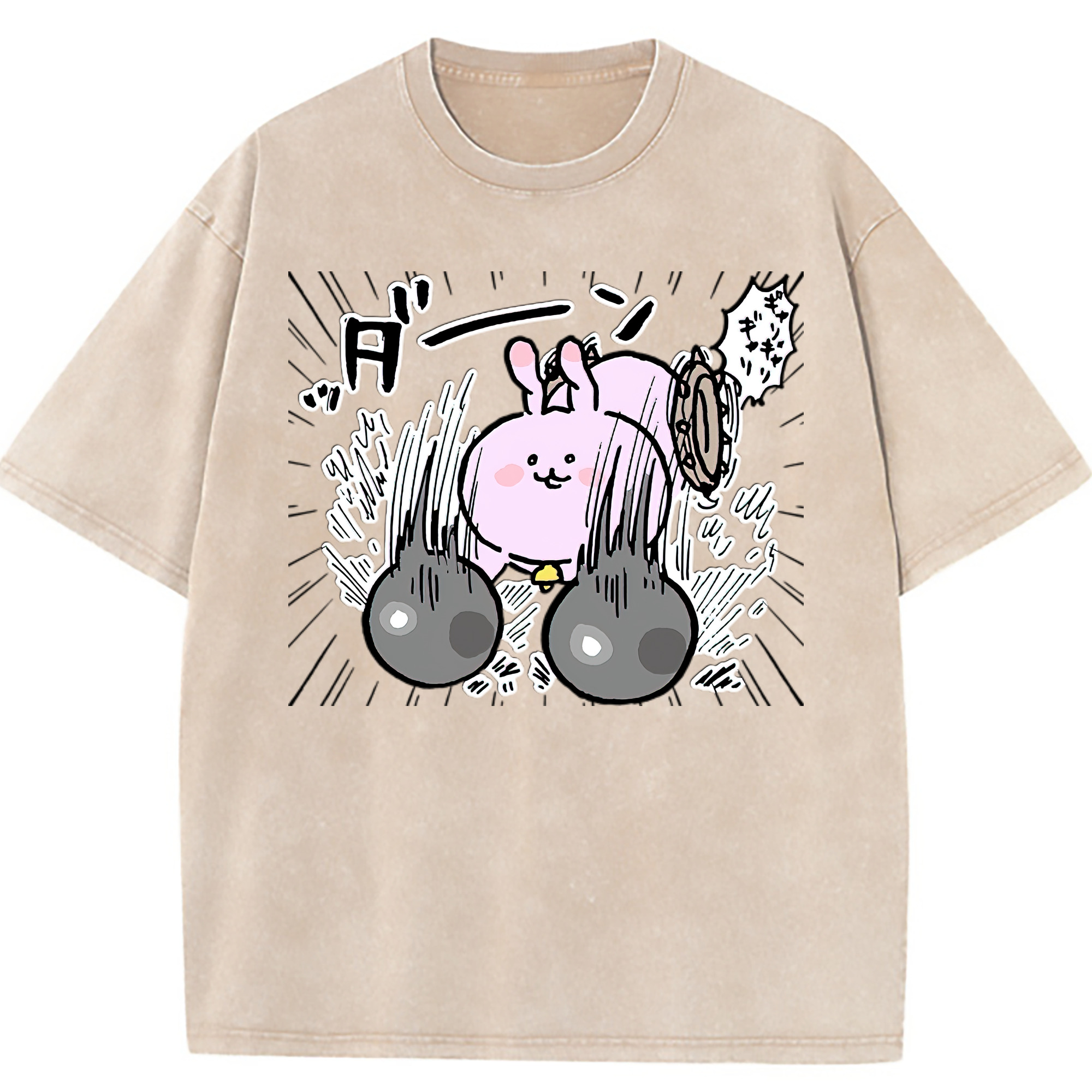 （画像用） ちいかわ うさぎ Chii-kawa usagi 綿100% ヴィンテージ風 半袖Tシャツ（フロントプリント）