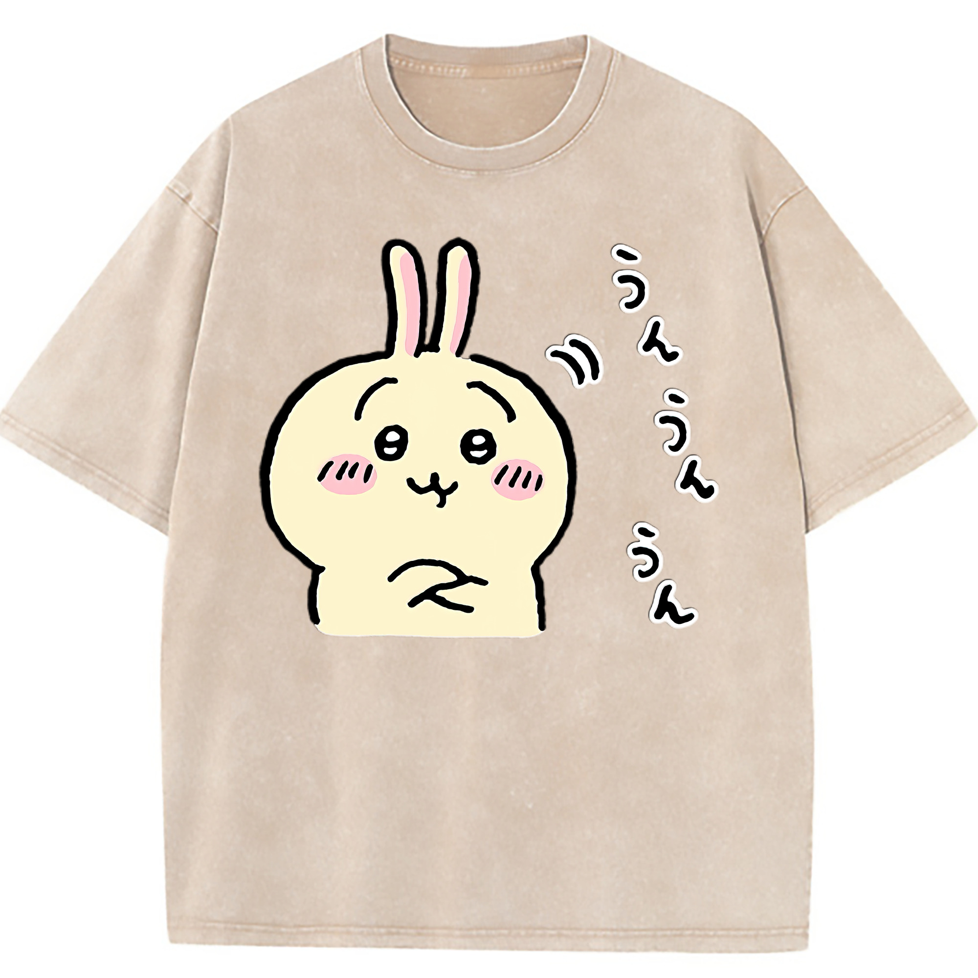 （画像用） ちいかわ うさぎ Chii-kawa usagi 綿100% ヴィンテージ風 半袖Tシャツ（フロントプリント）