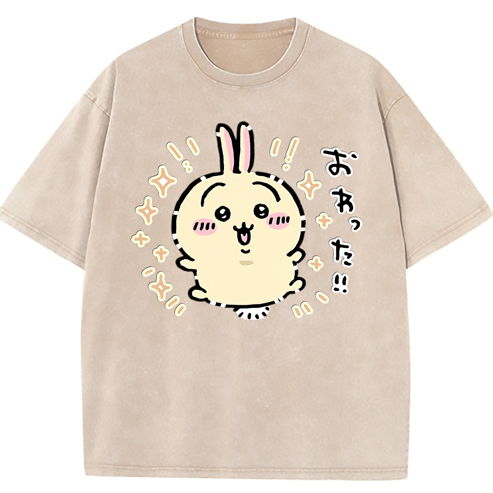 （画像用） ちいかわ うさぎ Chii-kawa usagi 綿100% ヴィンテージ風 半袖Tシャツ（フロントプリント）