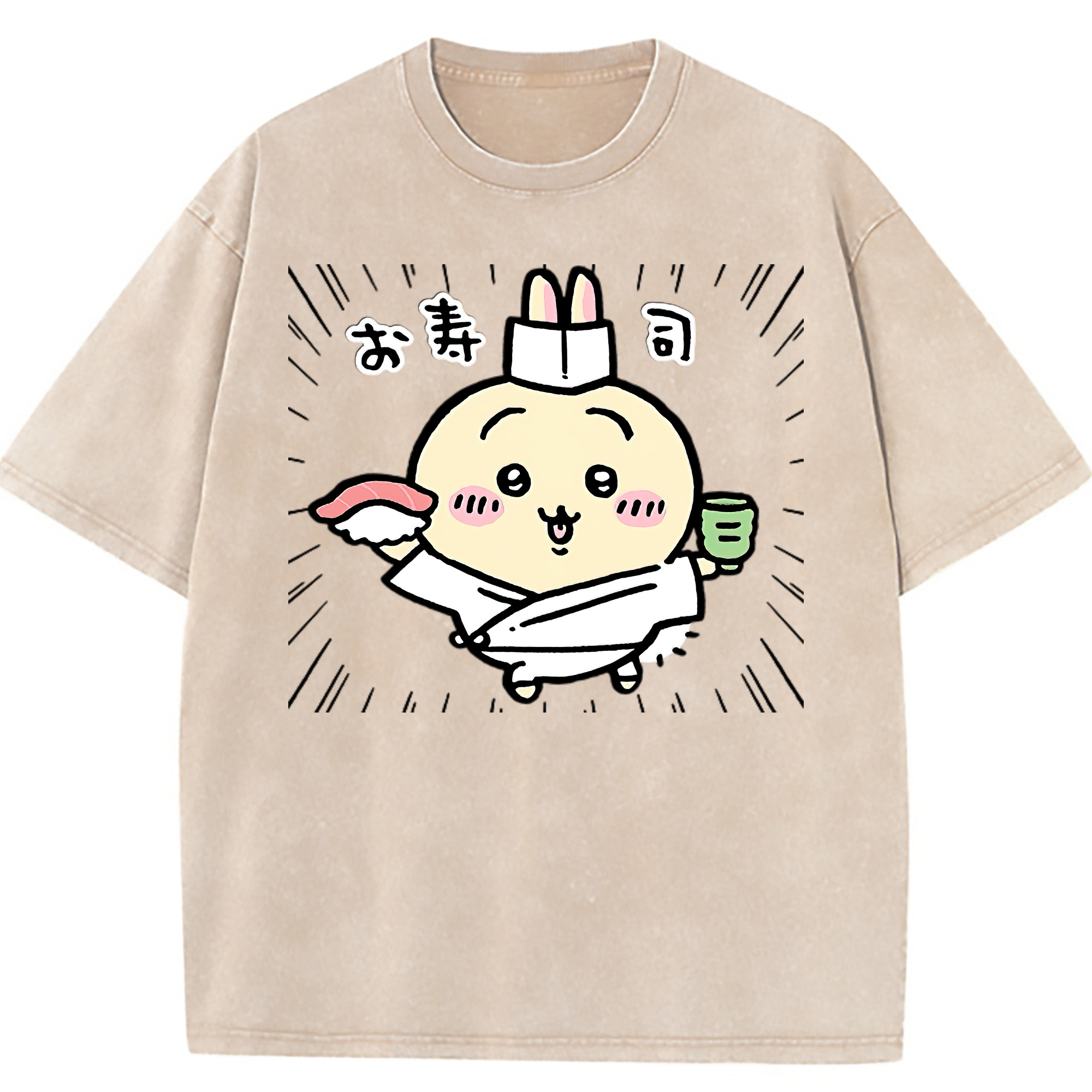 （画像用） ちいかわ うさぎ Chii-kawa usagi 綿100% ヴィンテージ風 半袖Tシャツ（フロントプリント）