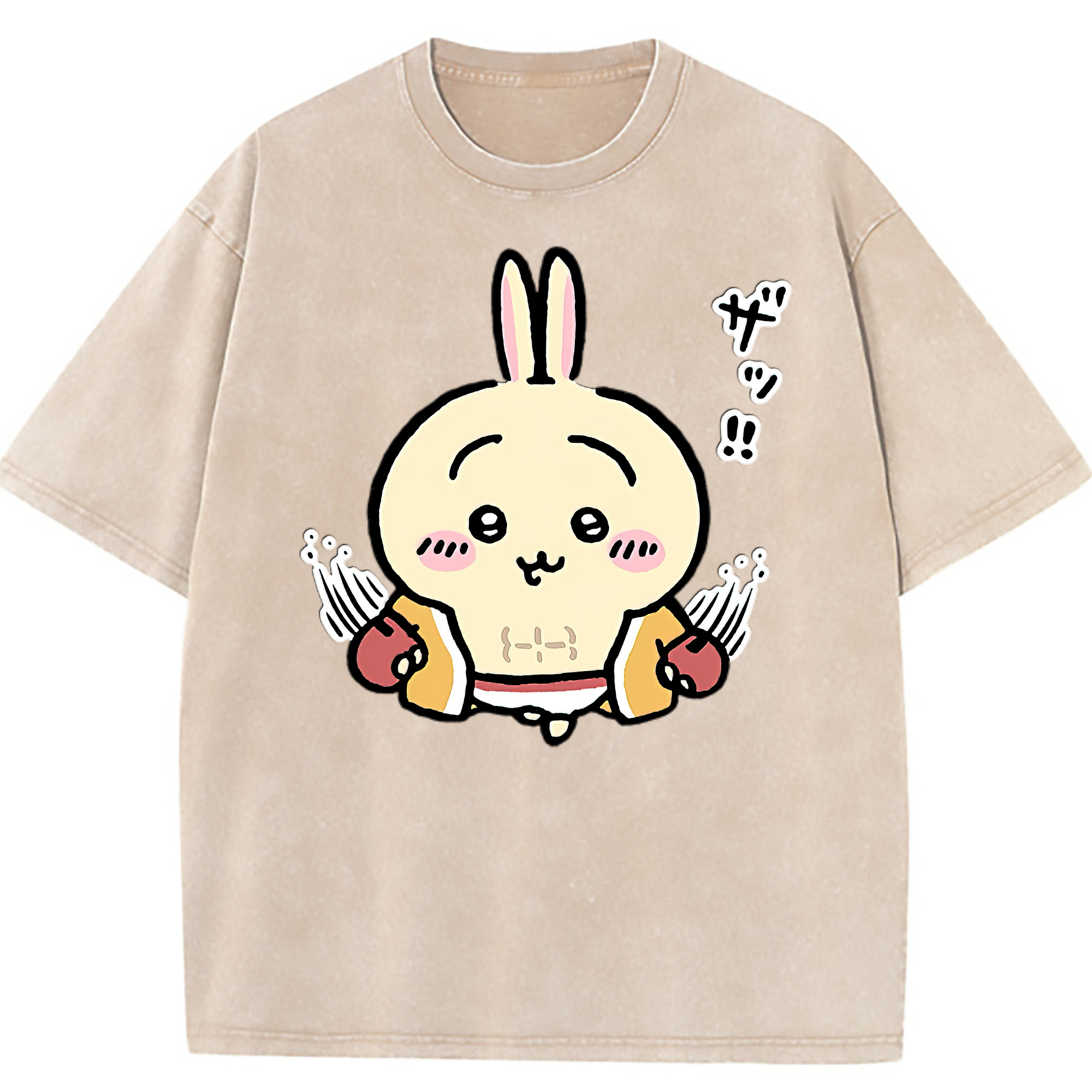 （画像用） ちいかわ うさぎ Chii-kawa usagi 綿100% ヴィンテージ風 半袖Tシャツ（フロントプリント）