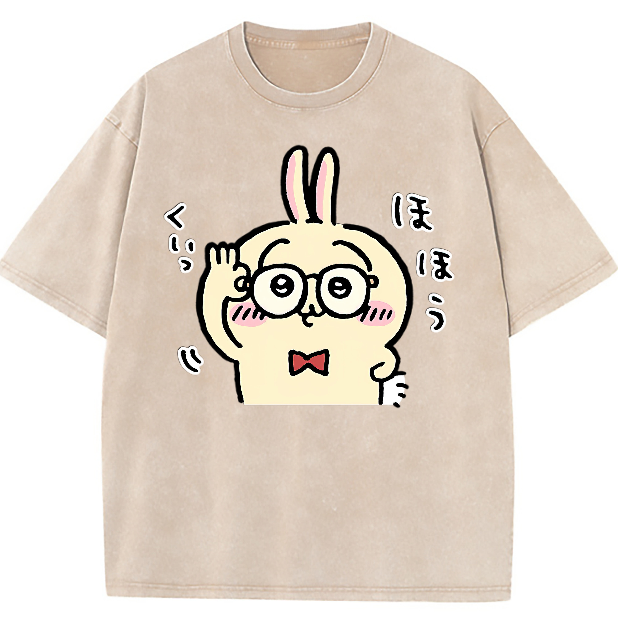 （画像用） ちいかわ うさぎ Chii-kawa usagi 綿100% ヴィンテージ風 半袖Tシャツ（フロントプリント）