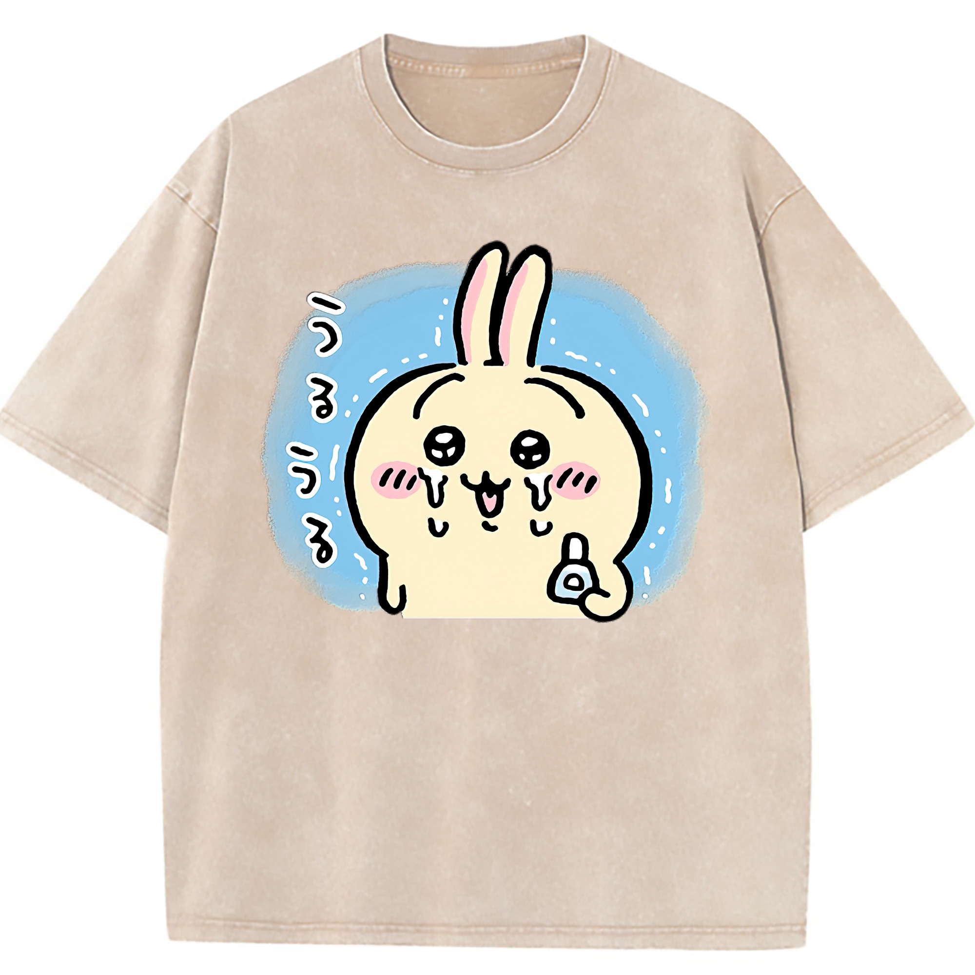 （画像用） ちいかわ うさぎ Chii-kawa usagi 綿100% ヴィンテージ風 半袖Tシャツ（フロントプリント）