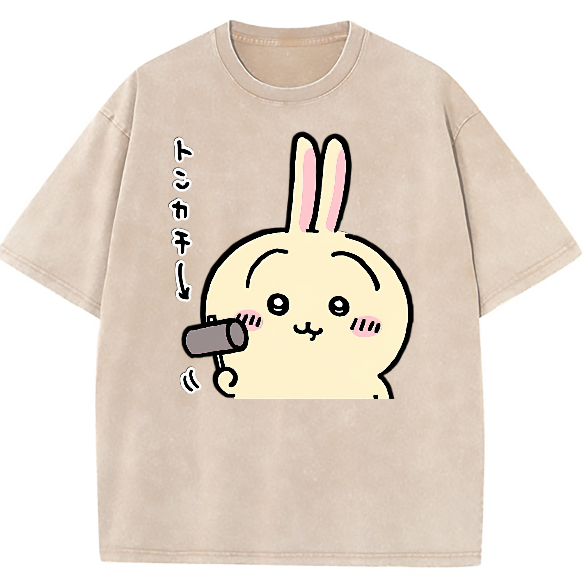 （画像用） ちいかわ うさぎ Chii-kawa usagi 綿100% ヴィンテージ風 半袖Tシャツ（フロントプリント）