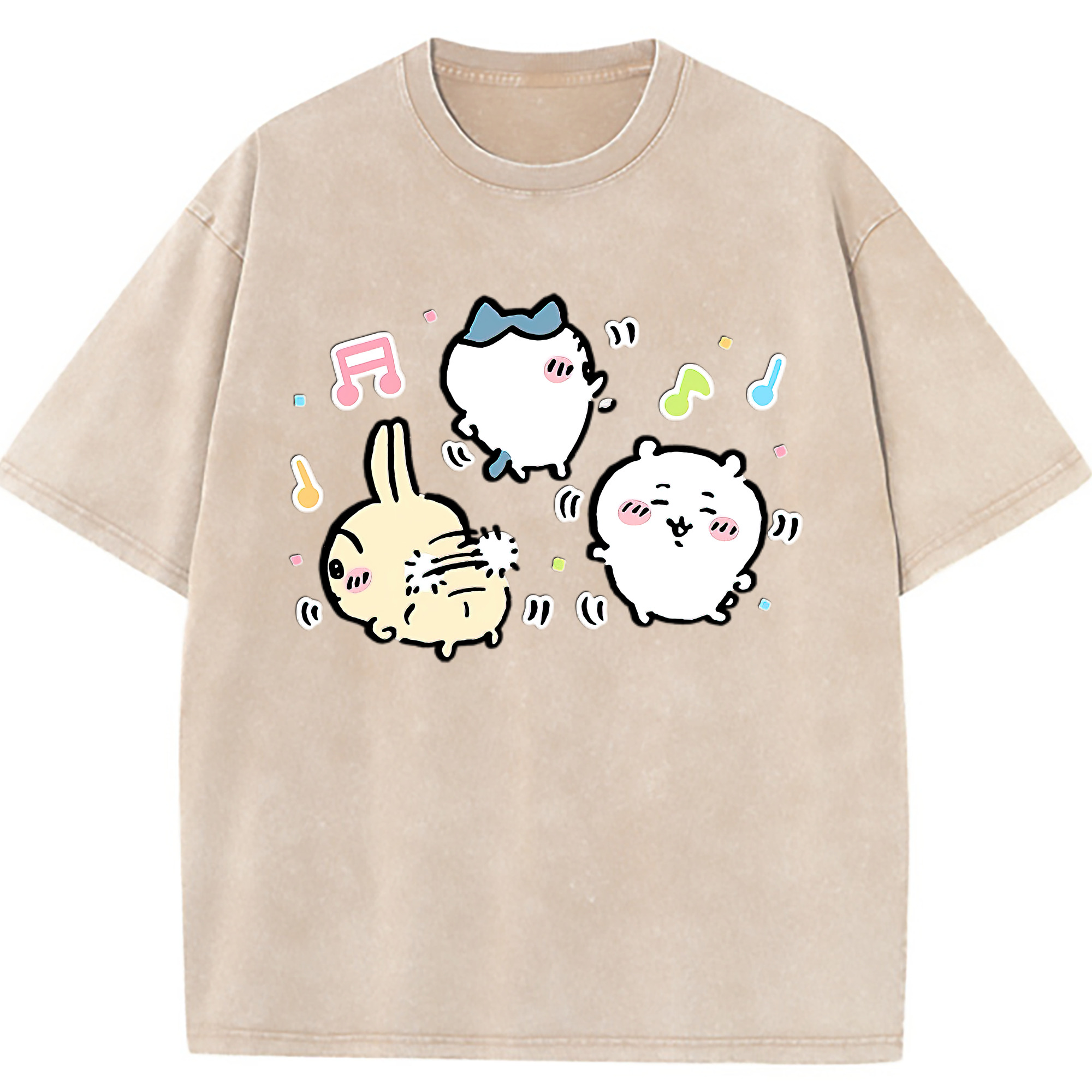 （画像用） ちいかわ うさぎ Chii-kawa usagi 綿100% ヴィンテージ風 半袖Tシャツ（フロントプリント）