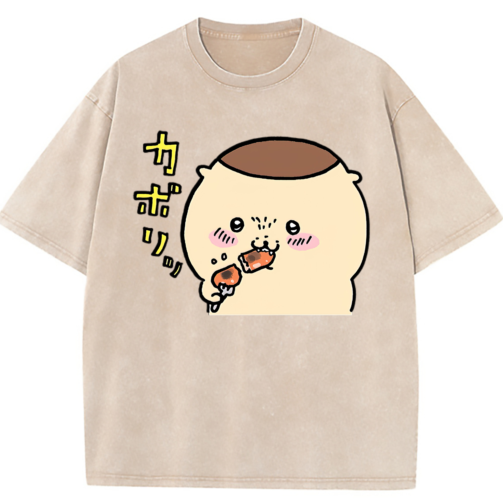 （画像用） ちいかわ くりまんじゅう Chii-kawa kuri manjū 綿100% ヴィンテージ風 半袖Tシャツ（フロントプリント）