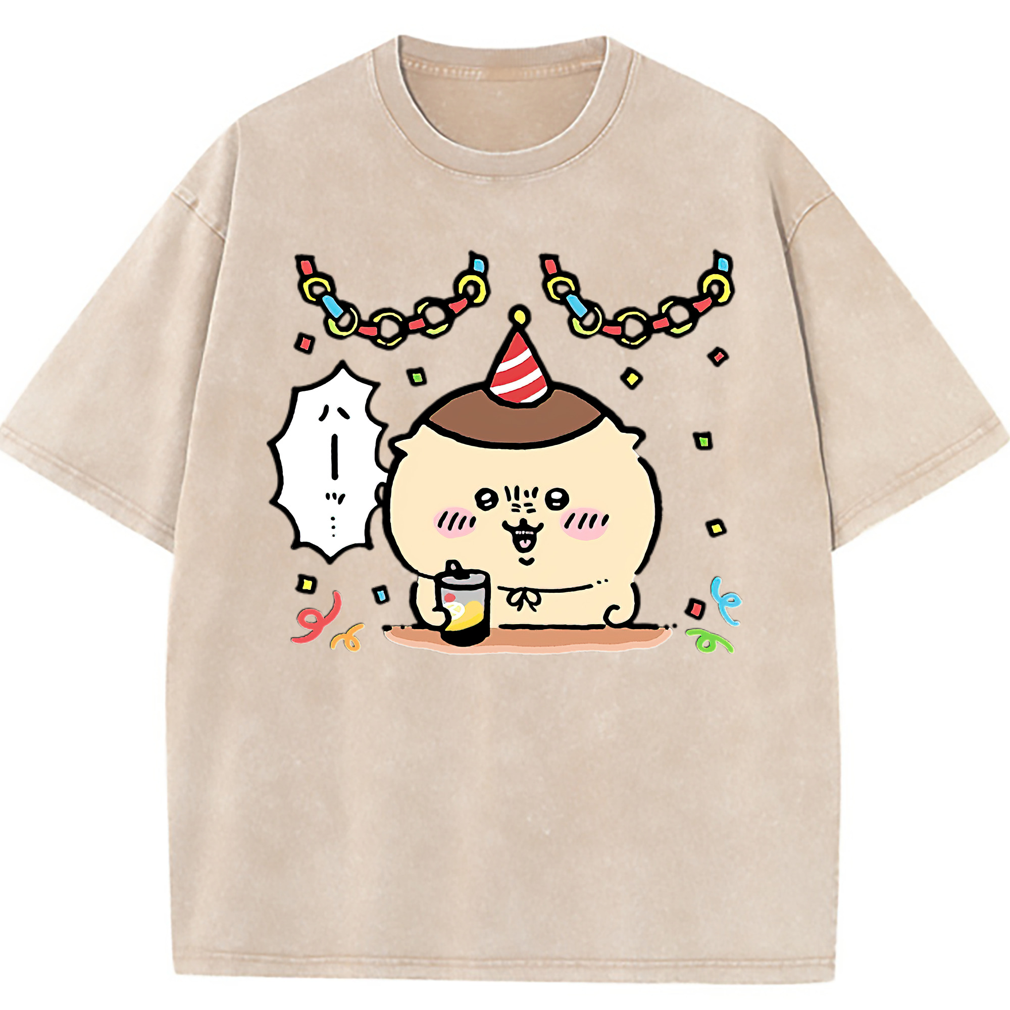 （画像用） ちいかわ くりまんじゅう Chii-kawa kuri manjū 綿100% ヴィンテージ風 半袖Tシャツ（フロントプリント）
