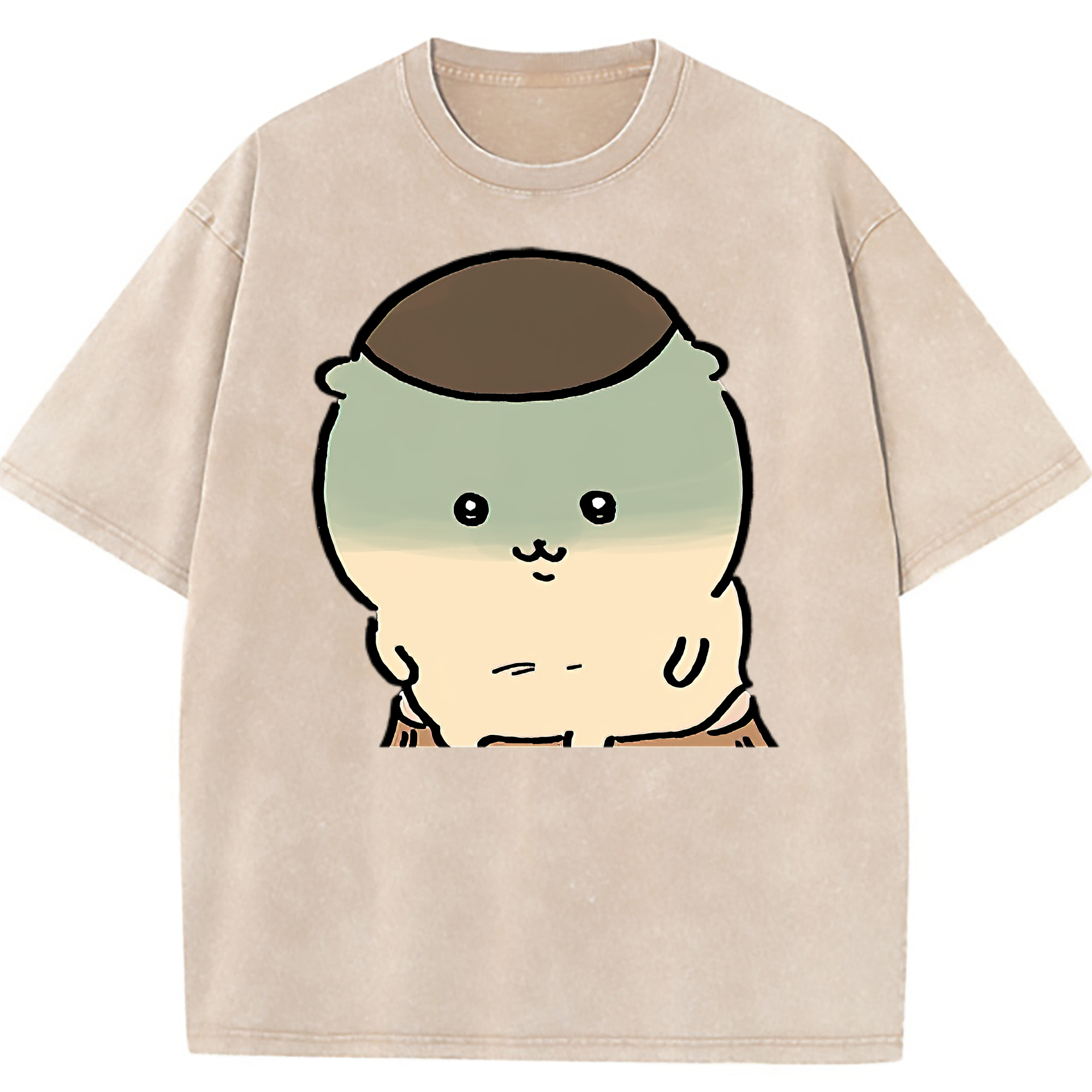 （画像用） ちいかわ くりまんじゅう Chii-kawa kuri manjū 綿100% ヴィンテージ風 半袖Tシャツ（フロントプリント）