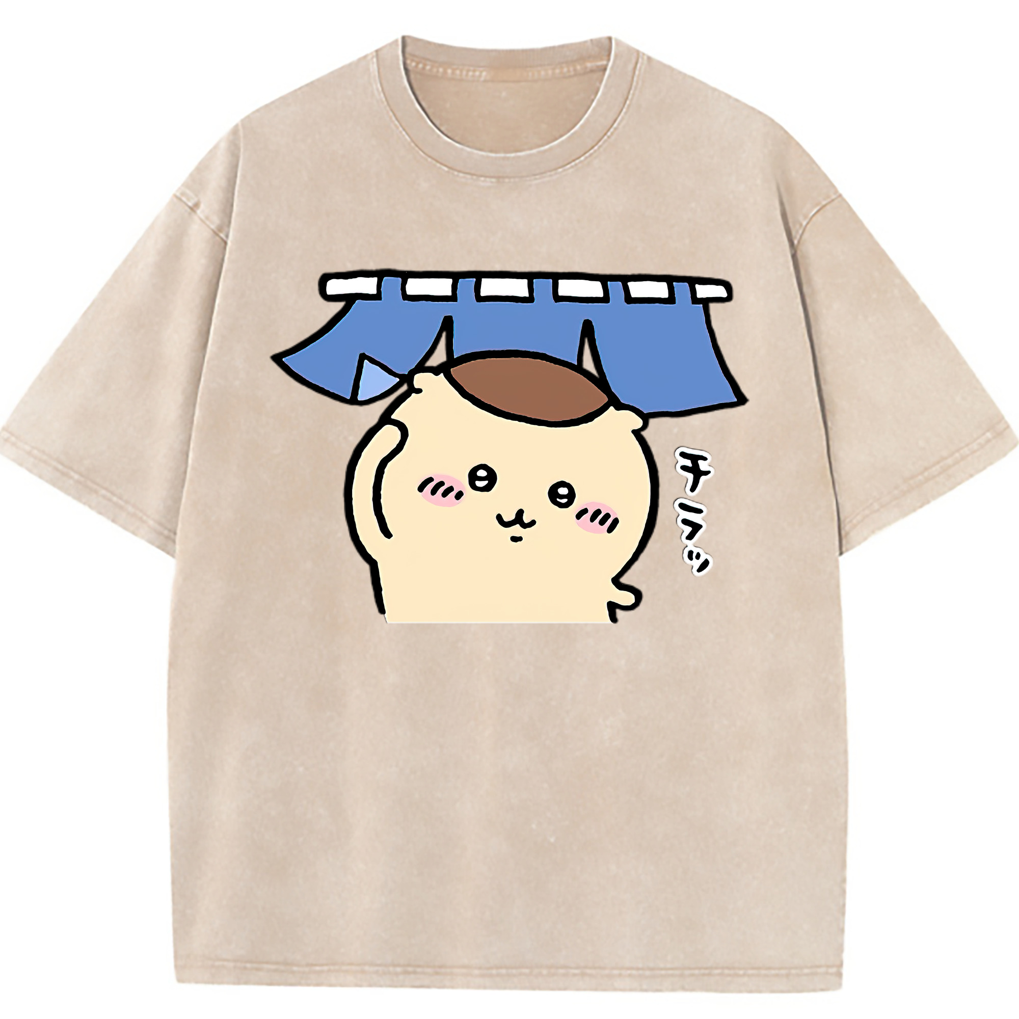 （画像用） ちいかわ くりまんじゅう Chii-kawa kuri manjū 綿100% ヴィンテージ風 半袖Tシャツ（フロントプリント）