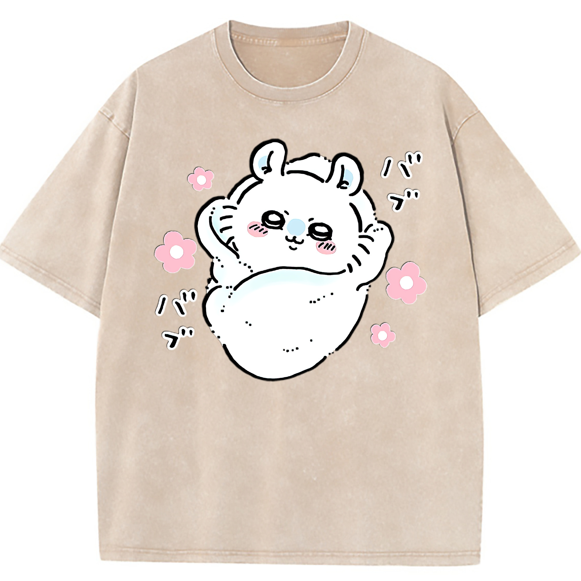 （画像用） ちいかわ モモンガ Chii-kawa Momonga 綿100% ヴィンテージ風 半袖Tシャツ（フロントプリント）
