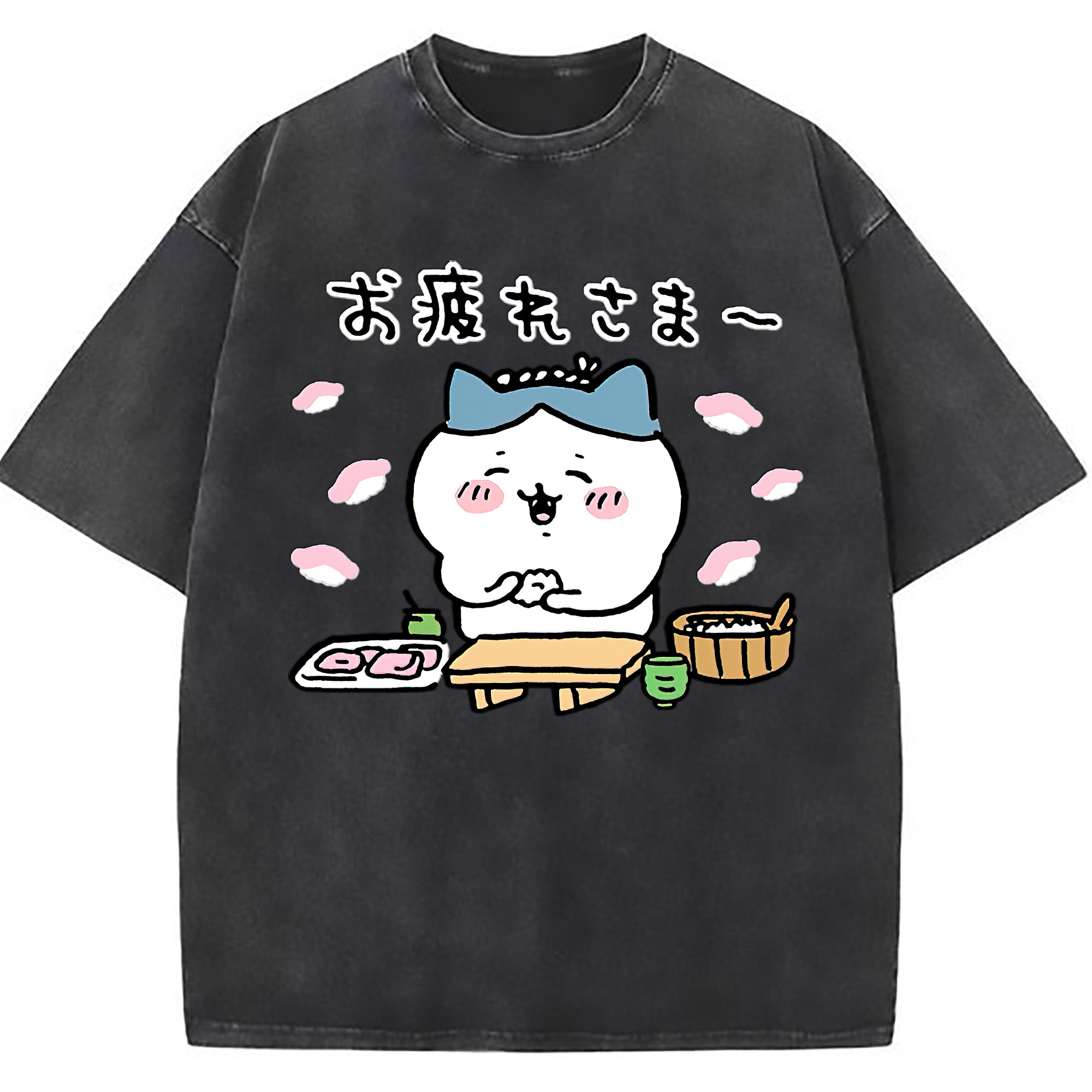 （画像用） ちいかわ ハチワレ Chii-kawa hachiware 綿100% ヴィンテージ風 半袖Tシャツ（フロントプリント）