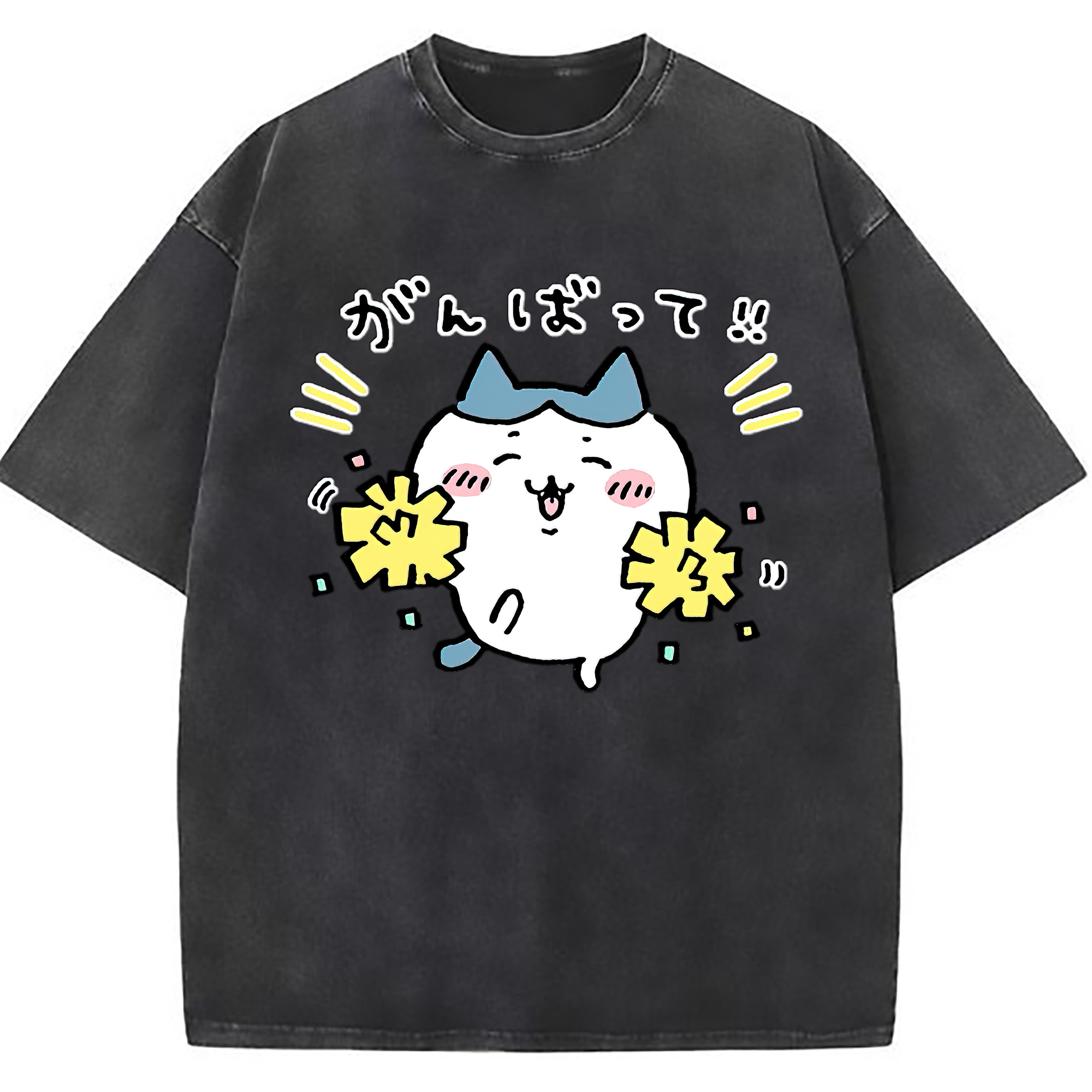（画像用） ちいかわ ハチワレ Chii-kawa hachiware 綿100% ヴィンテージ風 半袖Tシャツ（フロントプリント）