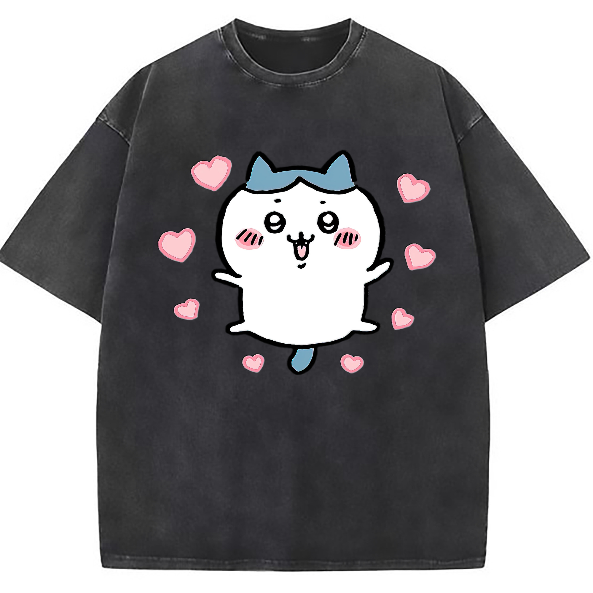 （画像用） ちいかわ ハチワレ Chii-kawa hachiware 綿100% ヴィンテージ風 半袖Tシャツ（フロントプリント）