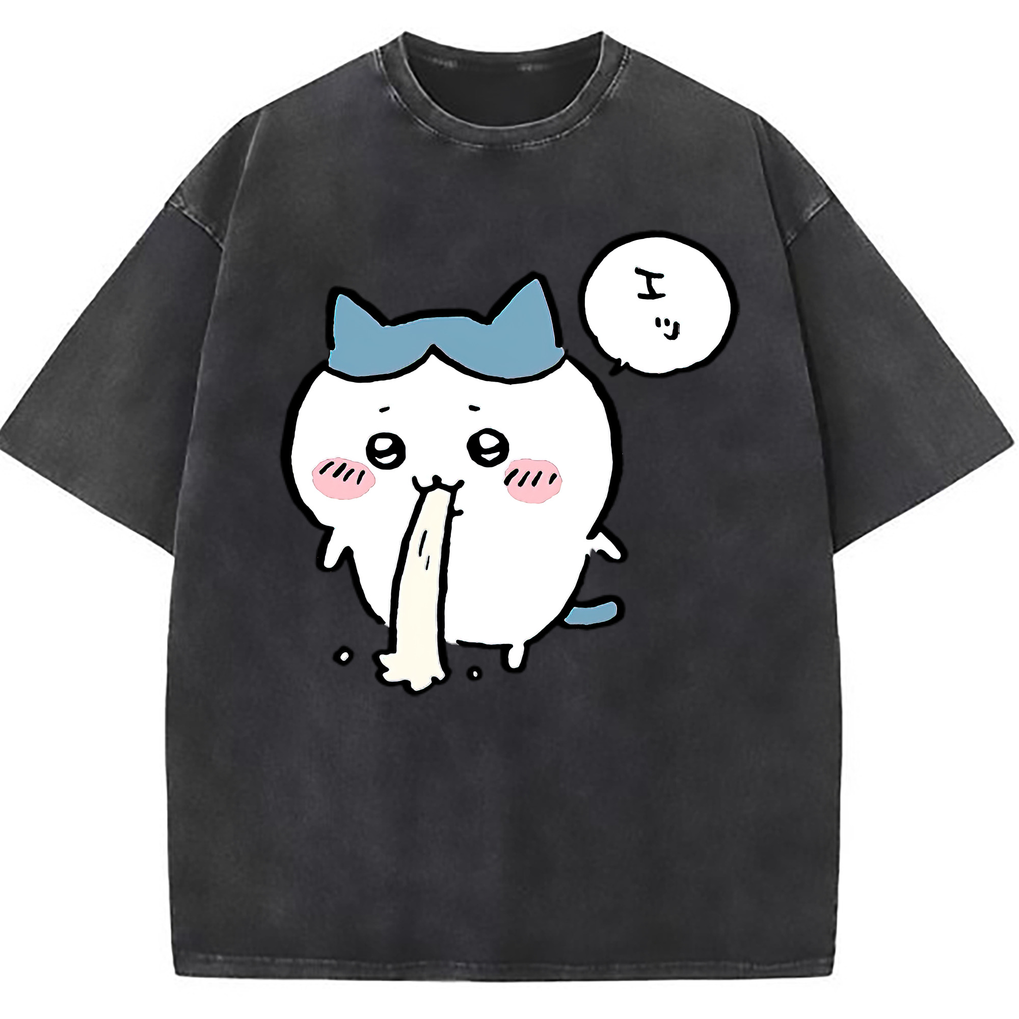 （画像用） ちいかわ ハチワレ Chii-kawa hachiware 綿100% ヴィンテージ風 半袖Tシャツ（フロントプリント）