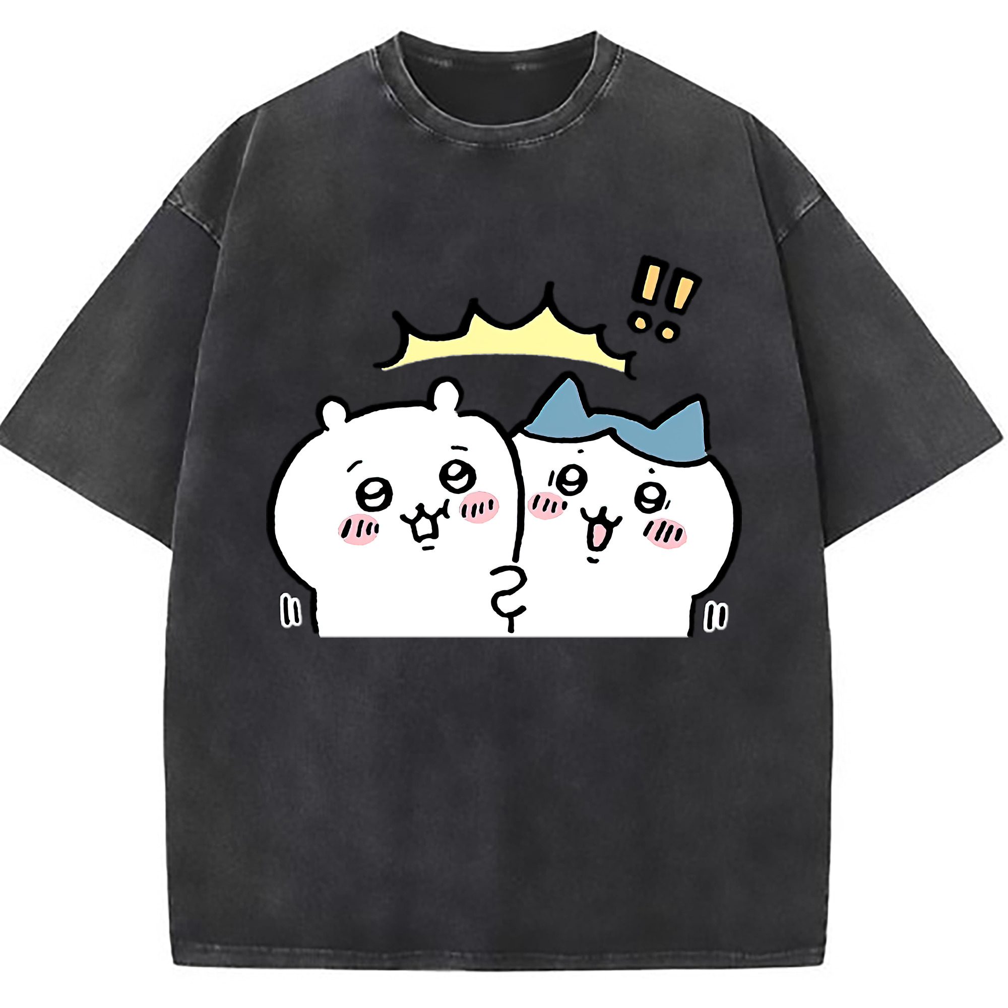 （画像用） ちいかわ ハチワレ Chii-kawa hachiware 綿100% ヴィンテージ風 半袖Tシャツ（フロントプリント）