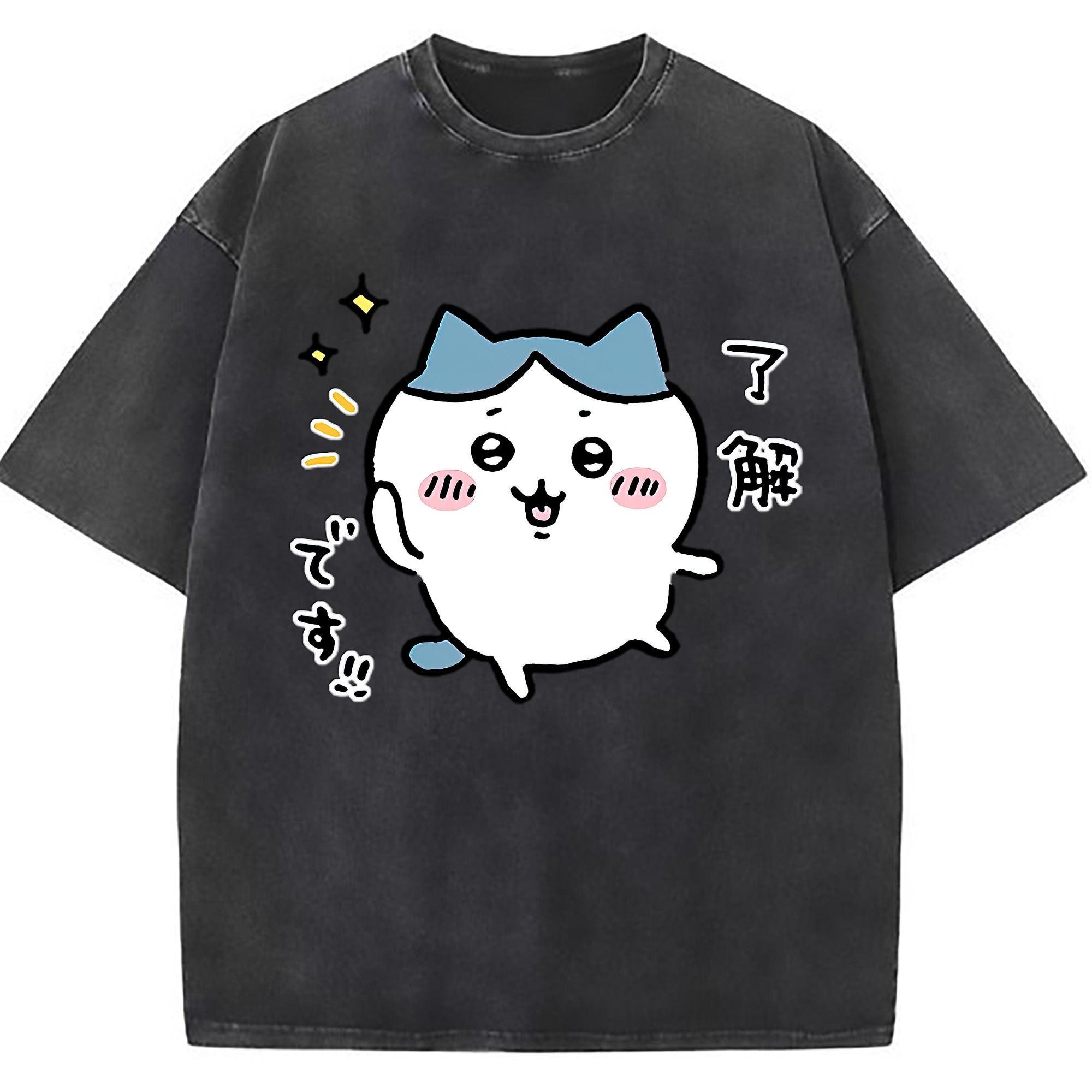 （画像用） ちいかわ ハチワレ Chii-kawa hachiware 綿100% ヴィンテージ風 半袖Tシャツ（フロントプリント）
