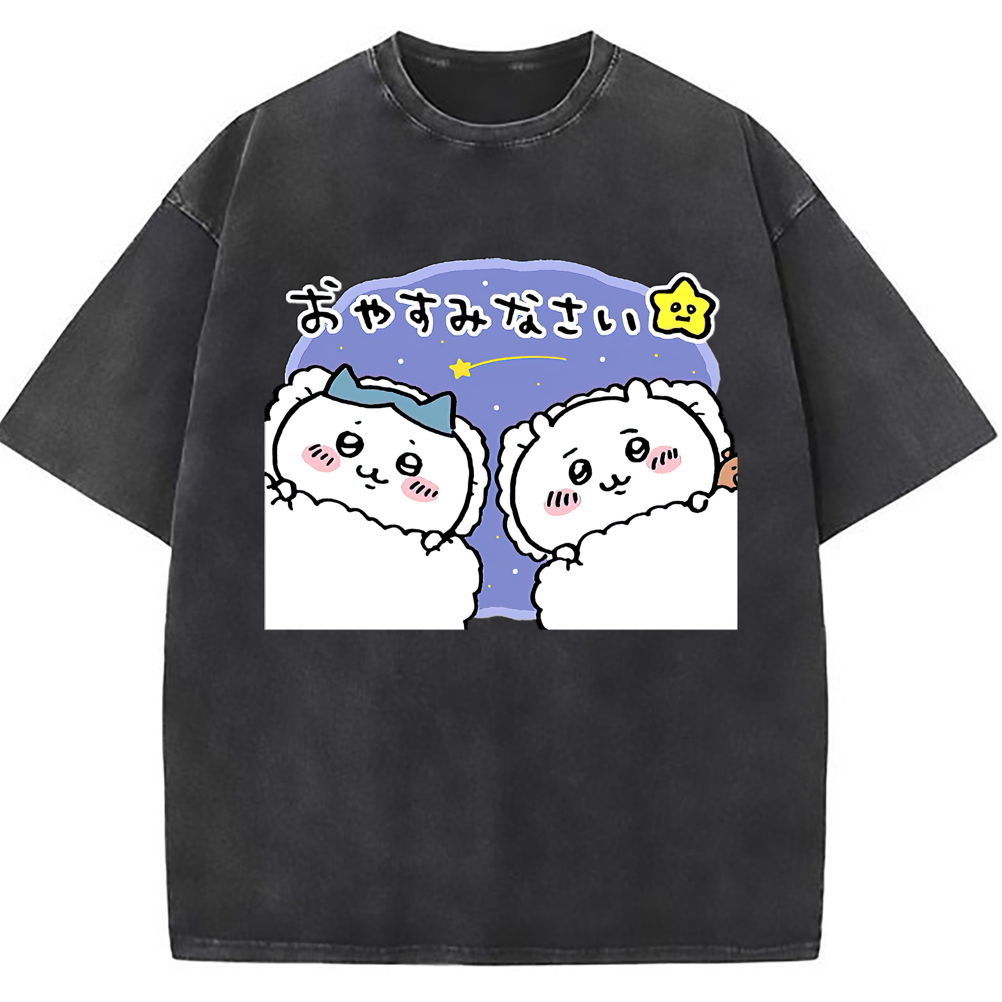 （画像用） ちいかわ ハチワレ Chii-kawa hachiware 綿100% ヴィンテージ風 半袖Tシャツ（フロントプリント）