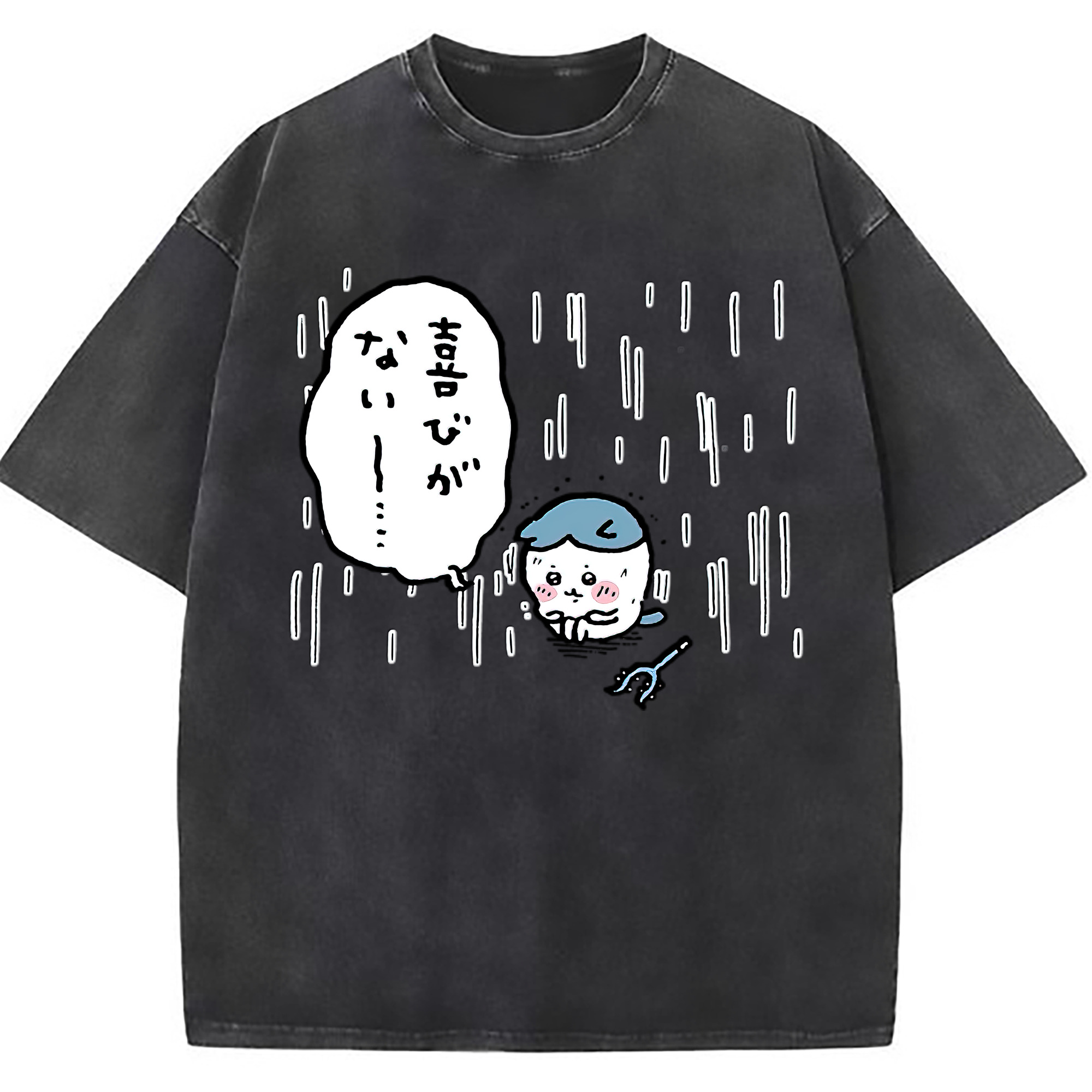 （画像用） ちいかわ ハチワレ Chii-kawa hachiware 綿100% ヴィンテージ風 半袖Tシャツ（フロントプリント）