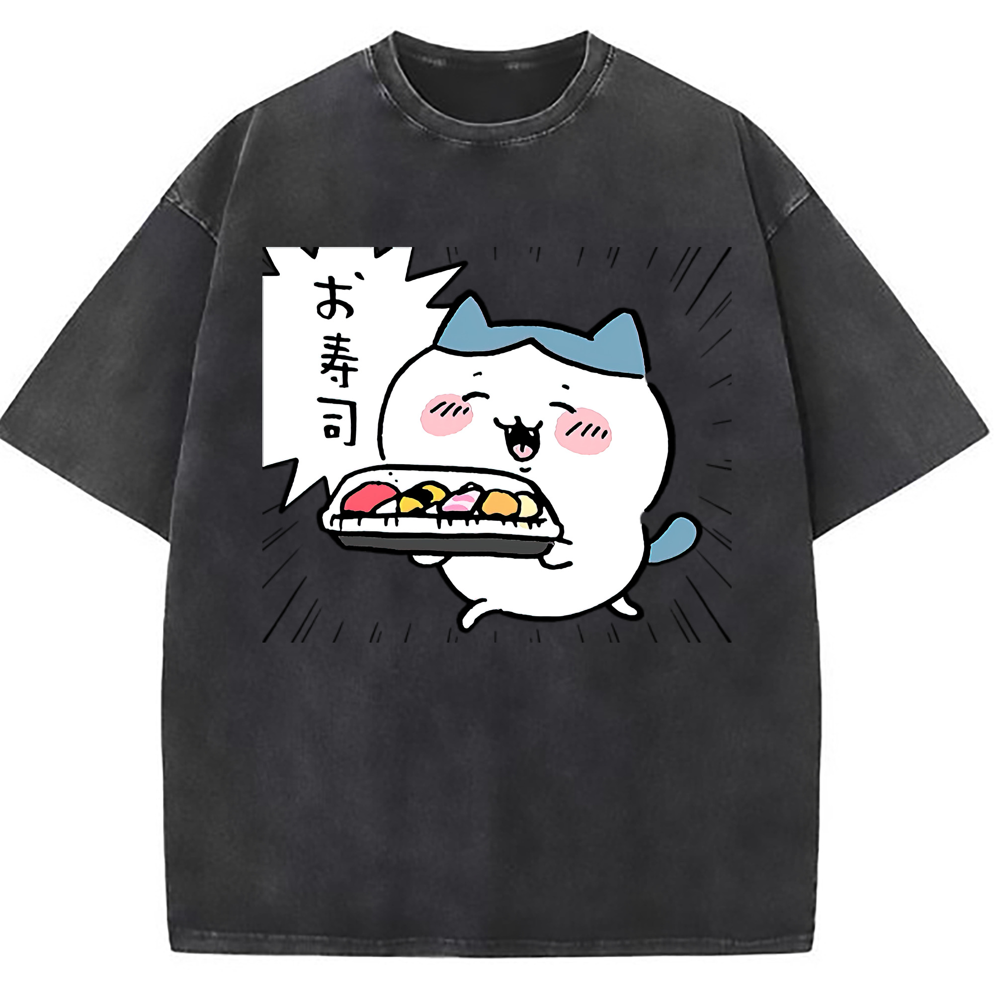 （画像用） ちいかわ ハチワレ Chii-kawa hachiware 綿100% ヴィンテージ風 半袖Tシャツ（フロントプリント）