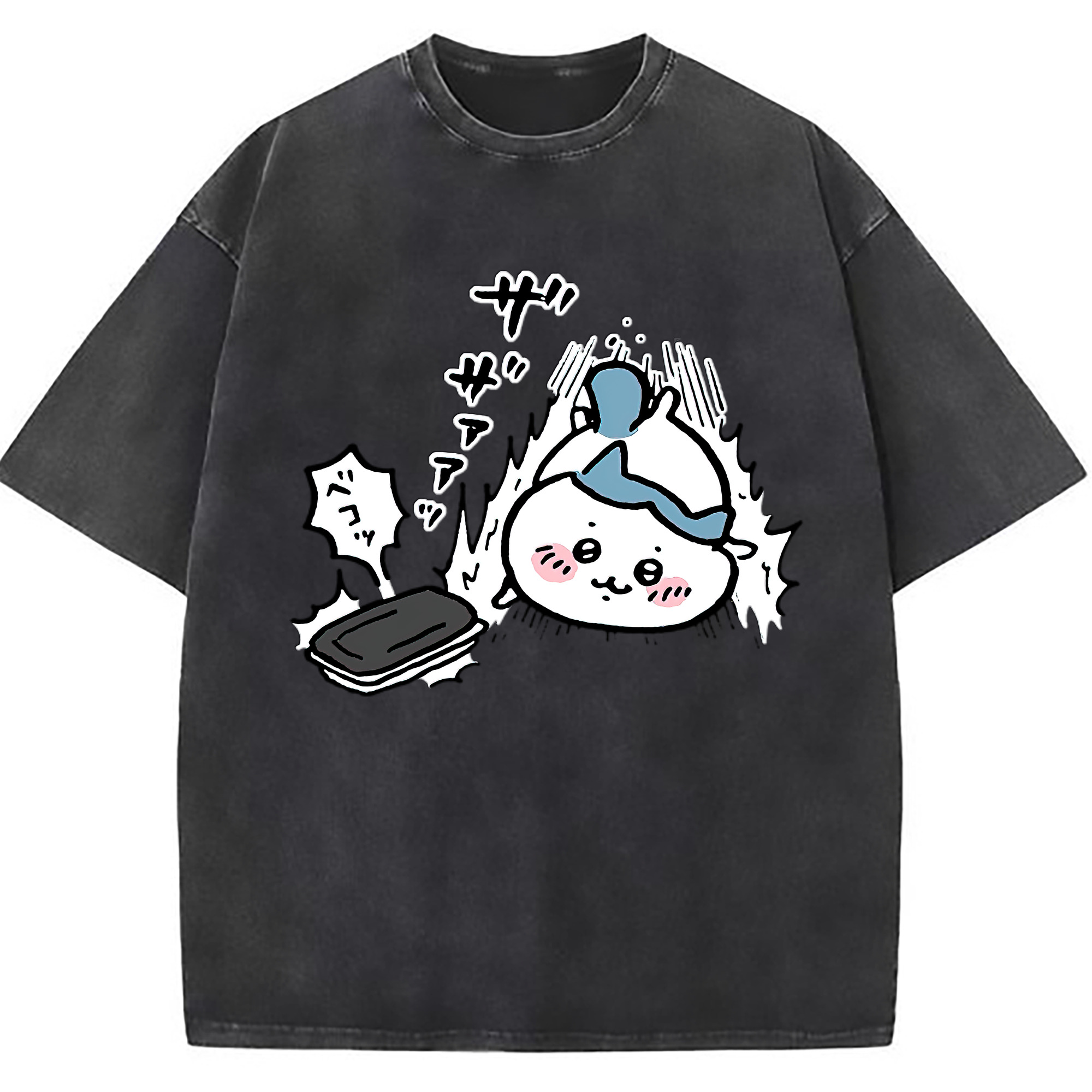 （画像用） ちいかわ ハチワレ Chii-kawa hachiware 綿100% ヴィンテージ風 半袖Tシャツ（フロントプリント）