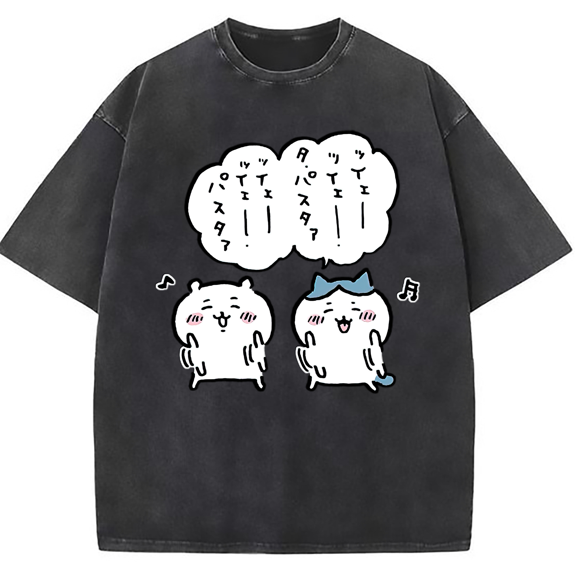 （画像用） ちいかわ ハチワレ Chii-kawa hachiware 綿100% ヴィンテージ風 半袖Tシャツ（フロントプリント）